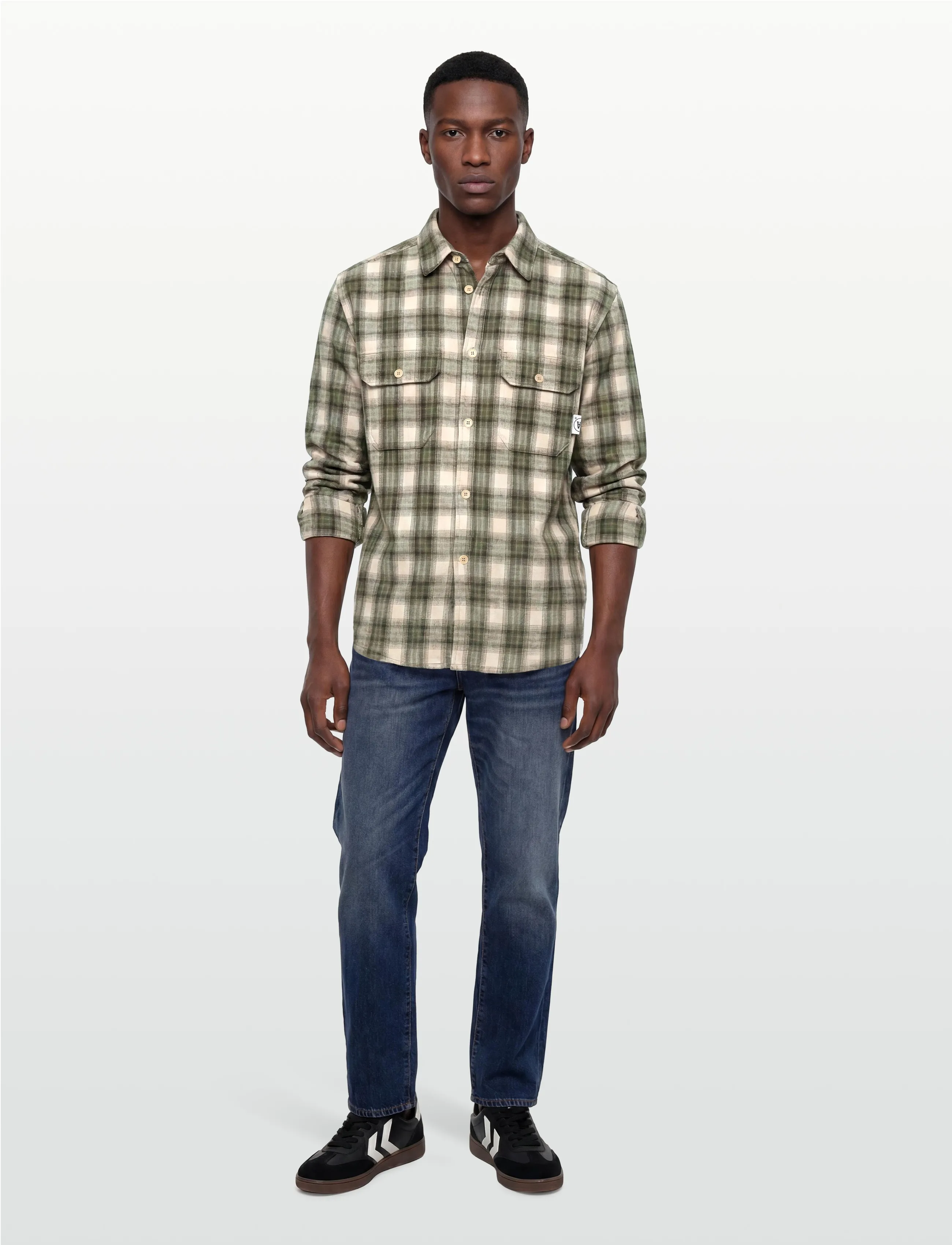 WOOD WOOD Wwclay Overshirt 25339, S, Khaki green, Shirts > Checkered Shirt, Herre