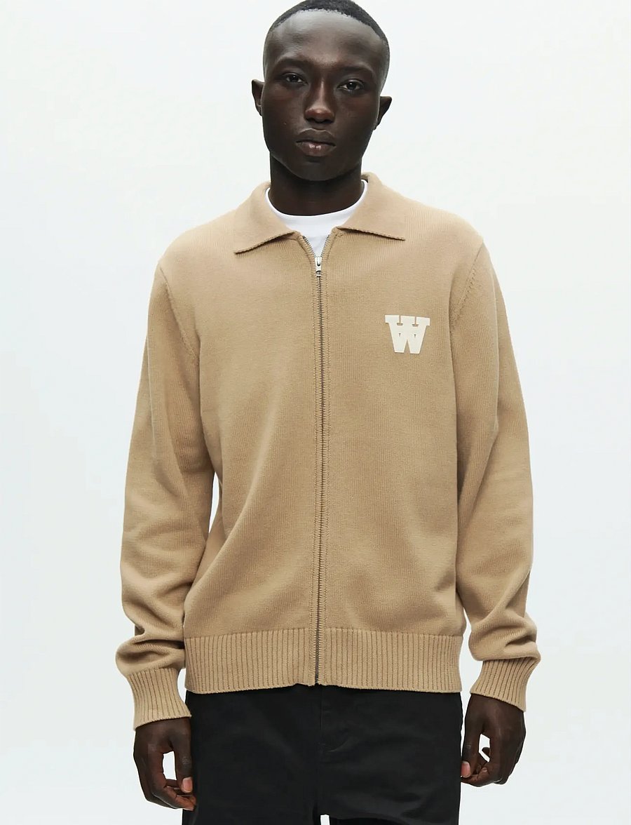 WOOD WOOD - WWTay zipper cardigan 25163 - full zip jumpers - ermine - 0