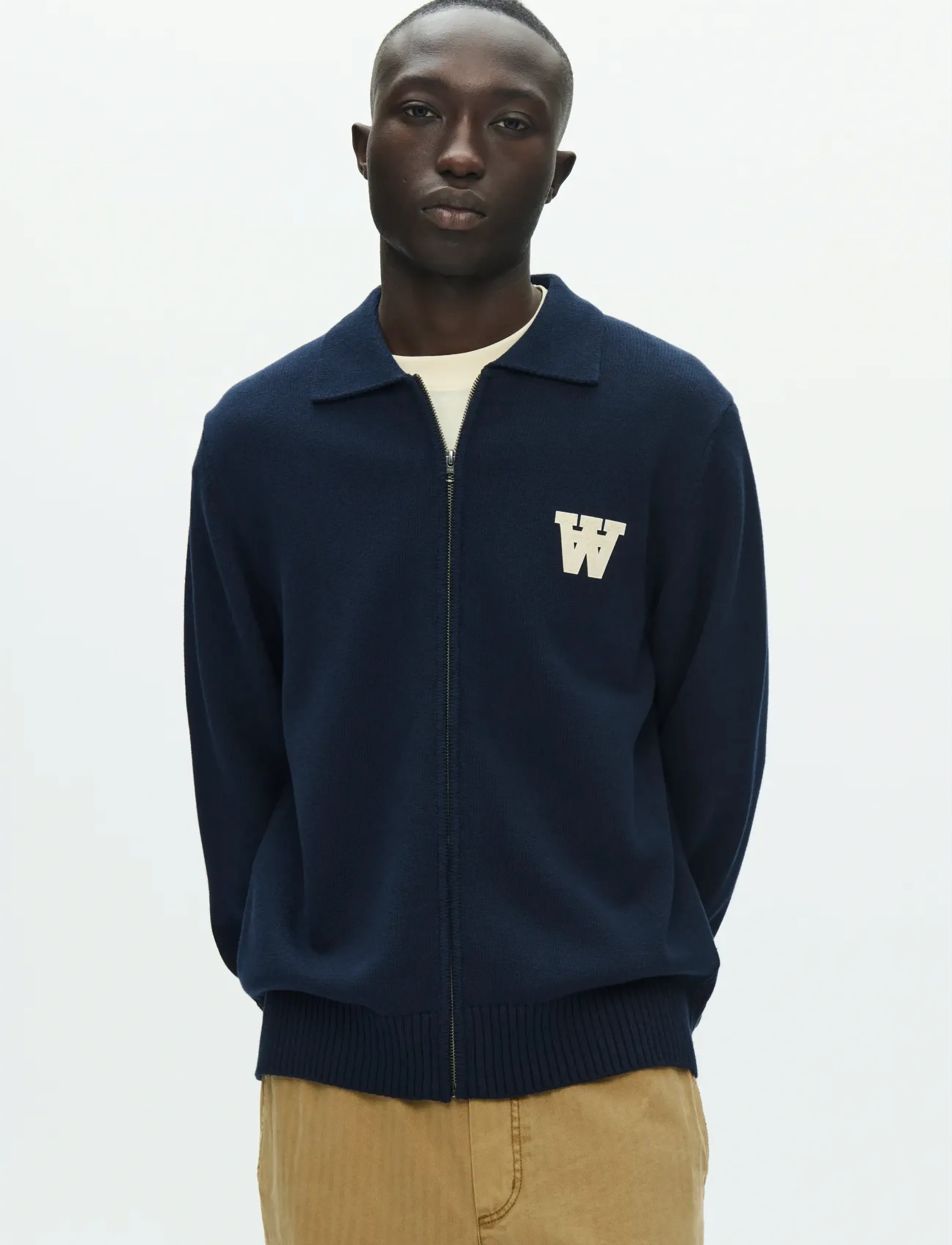 WOOD Wwtay Zipper Cardigan 25163, M, Knitwear, Marineblau - Full Zip Jumpers, Männerswear