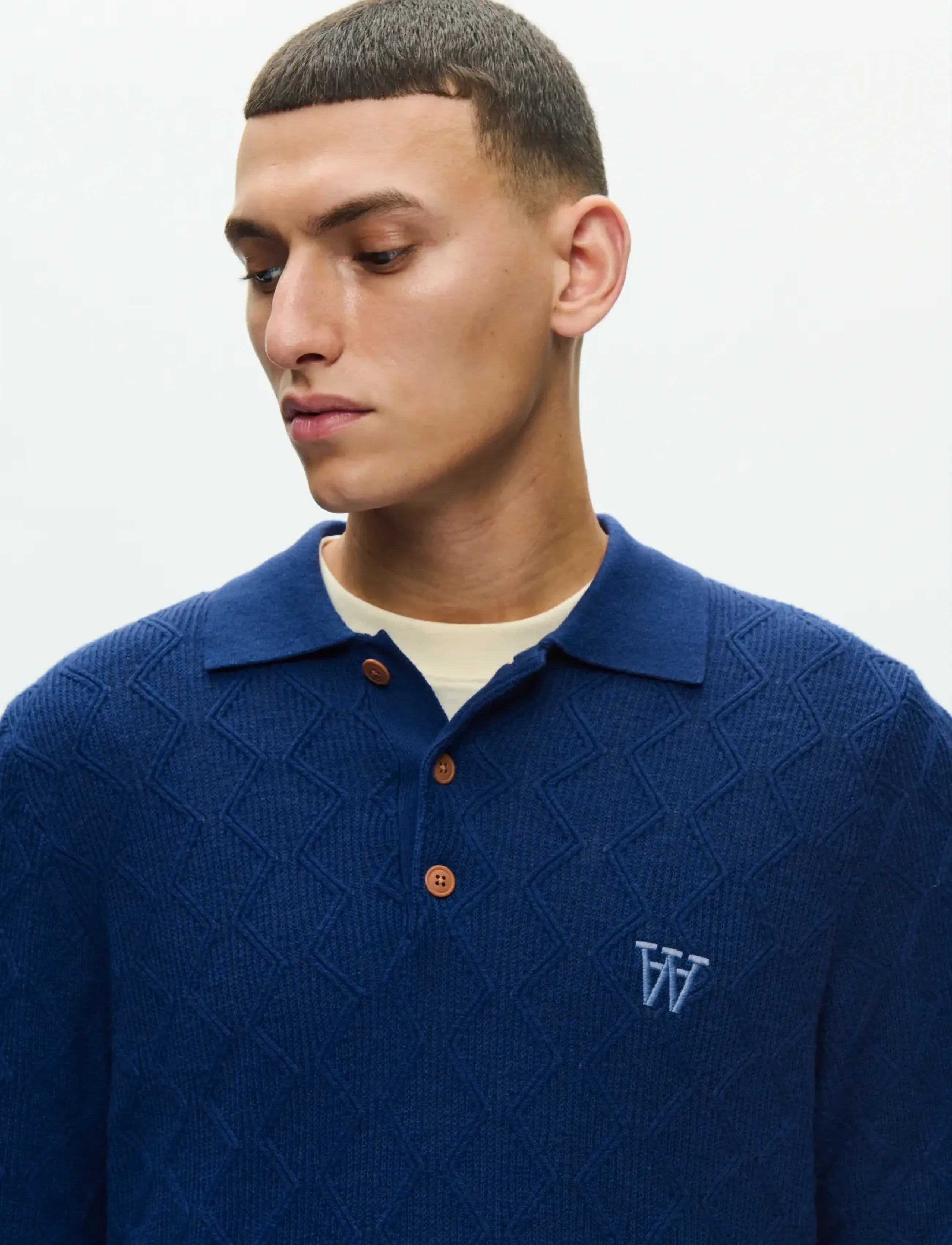 WOOD WOOD - WWLamin polo 25373 - short-sleeved polos - navy peony - 2