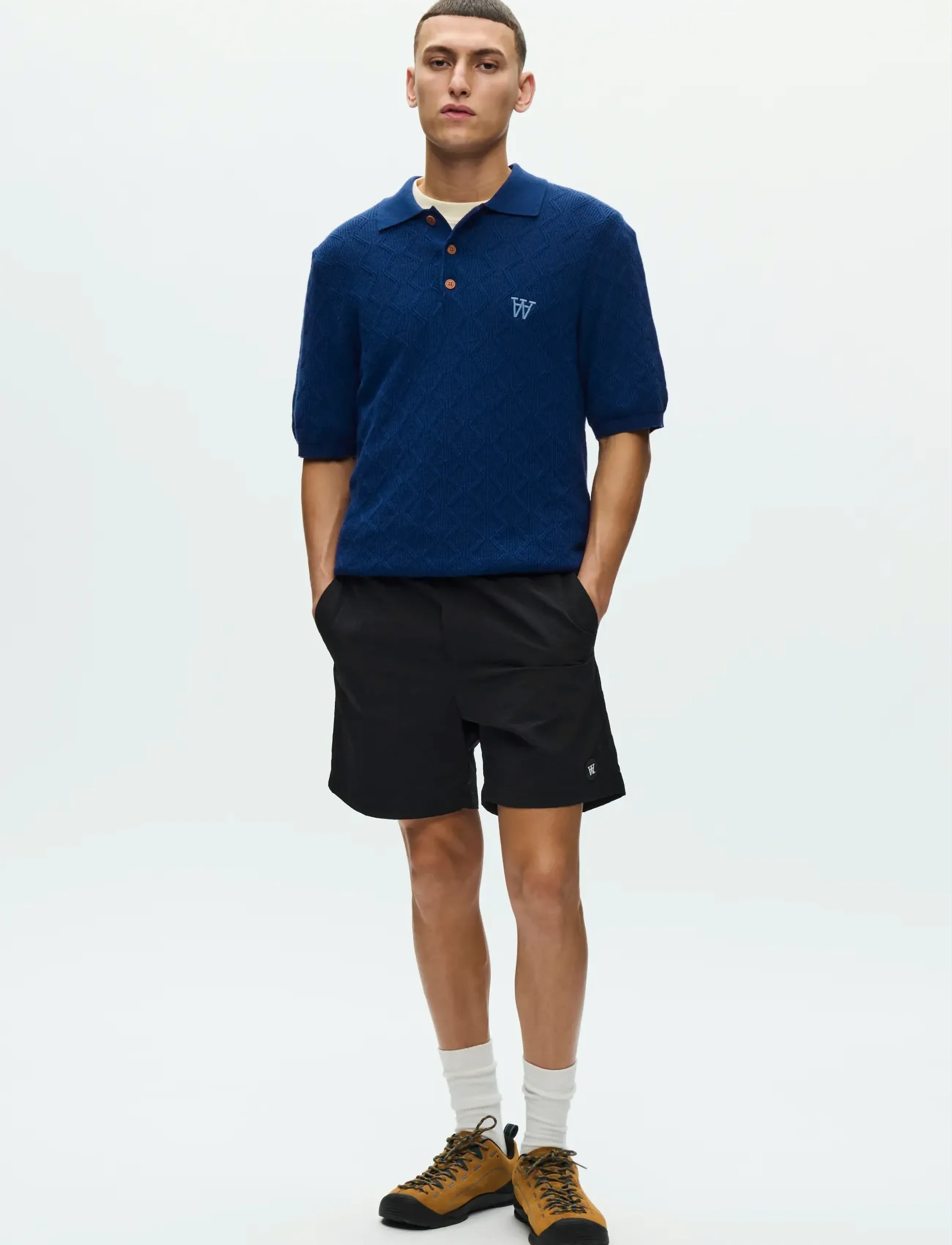 WOOD WOOD - WWLamin polo 25373 - short-sleeved polos - navy peony - 3