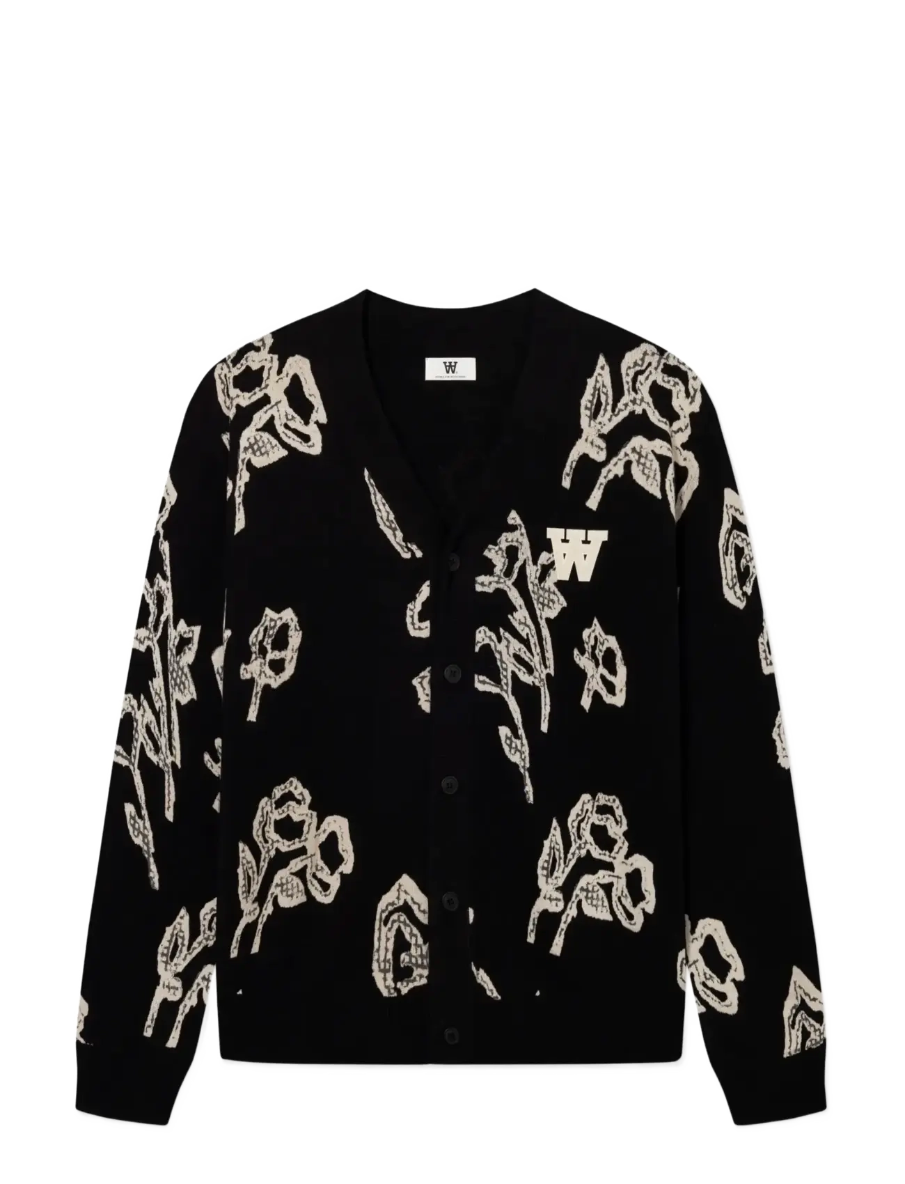 WOOD WOOD WWLeif cardigan 25375 - Knitwear - WHITE ROSE / black