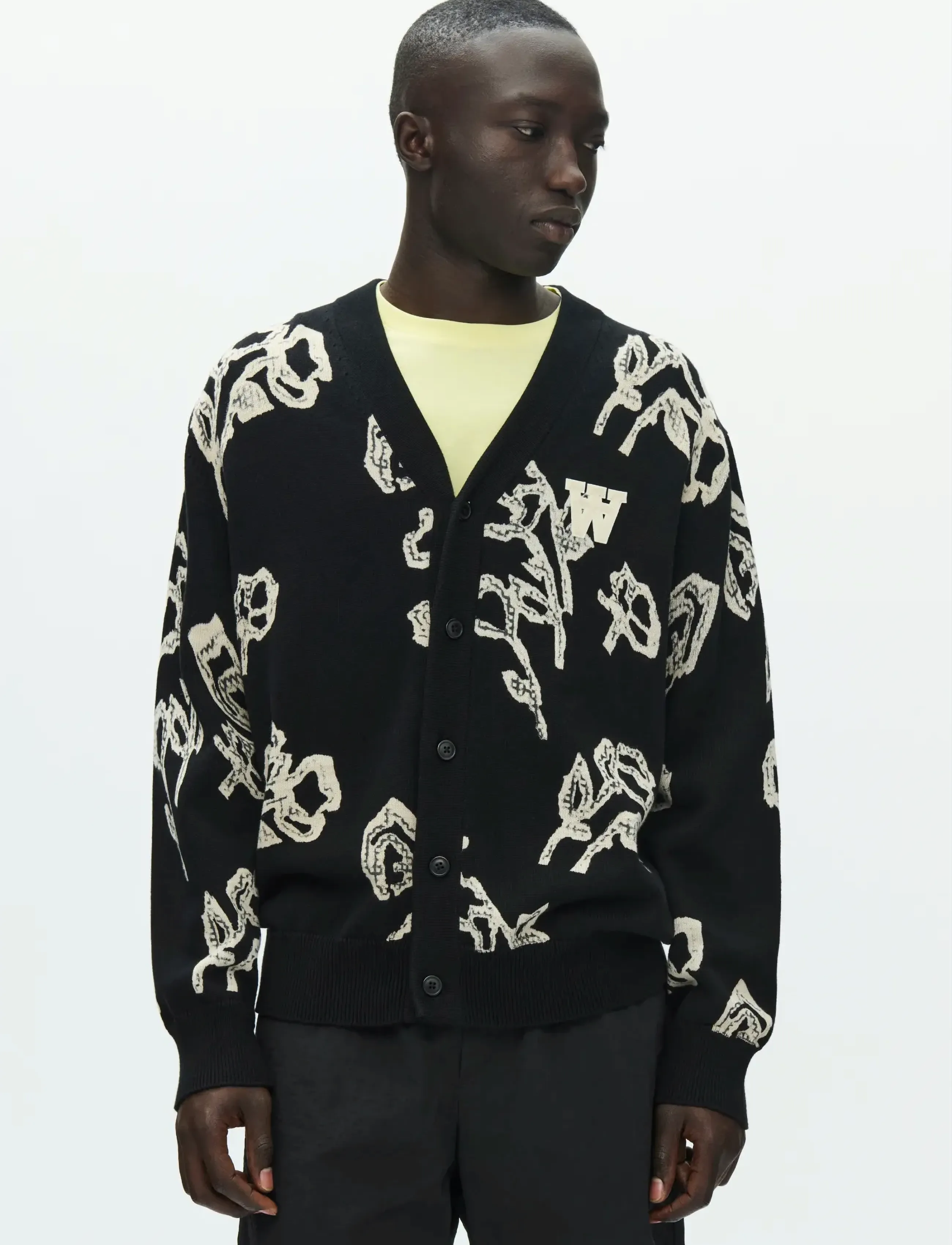 WOOD WOOD WWLeif cardigan 25375 - Kudumid - WHITE ROSE / black