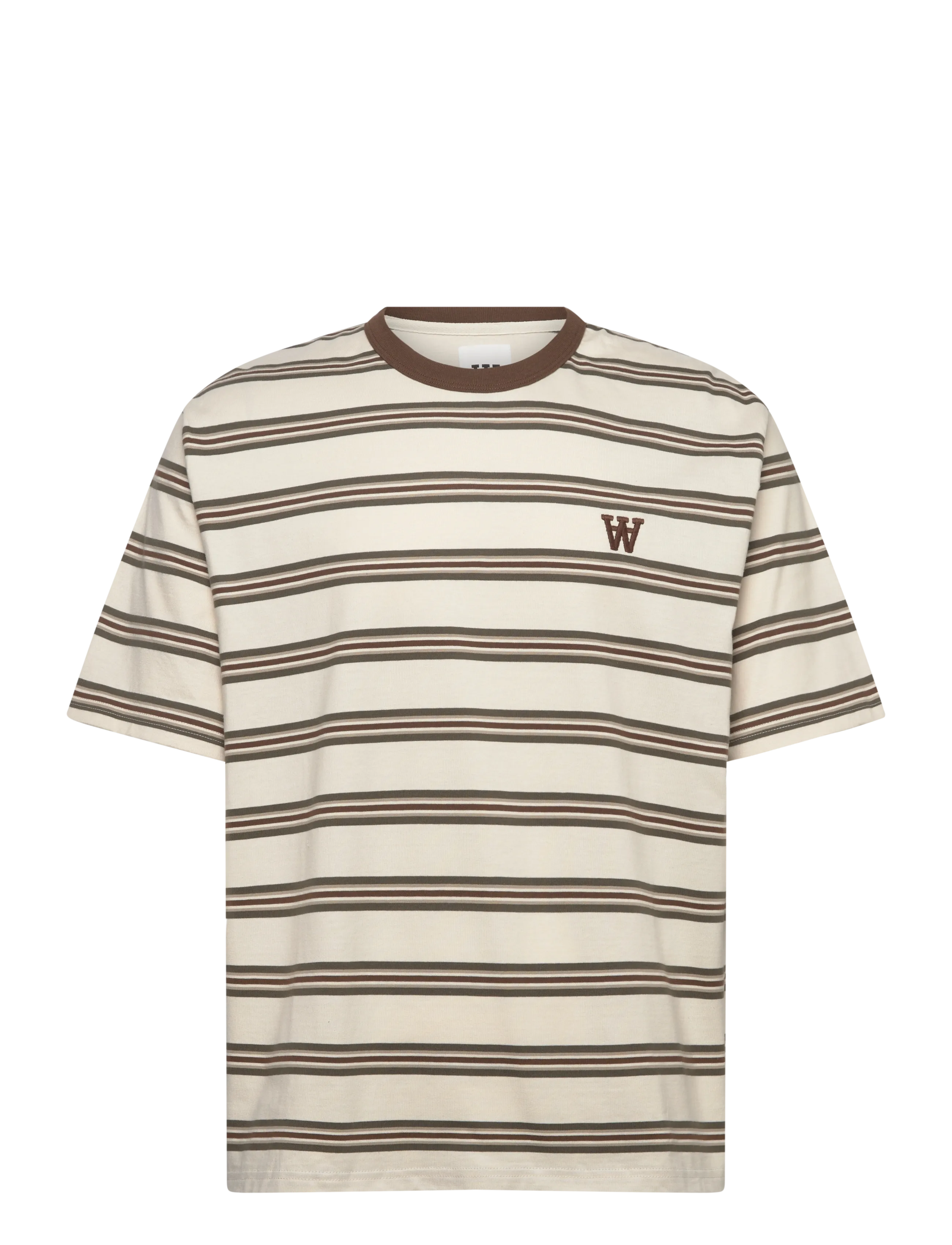 WOOD WOOD WWEaston tee 25381 - T-shirts - DESERT PALM STRIPE / cream