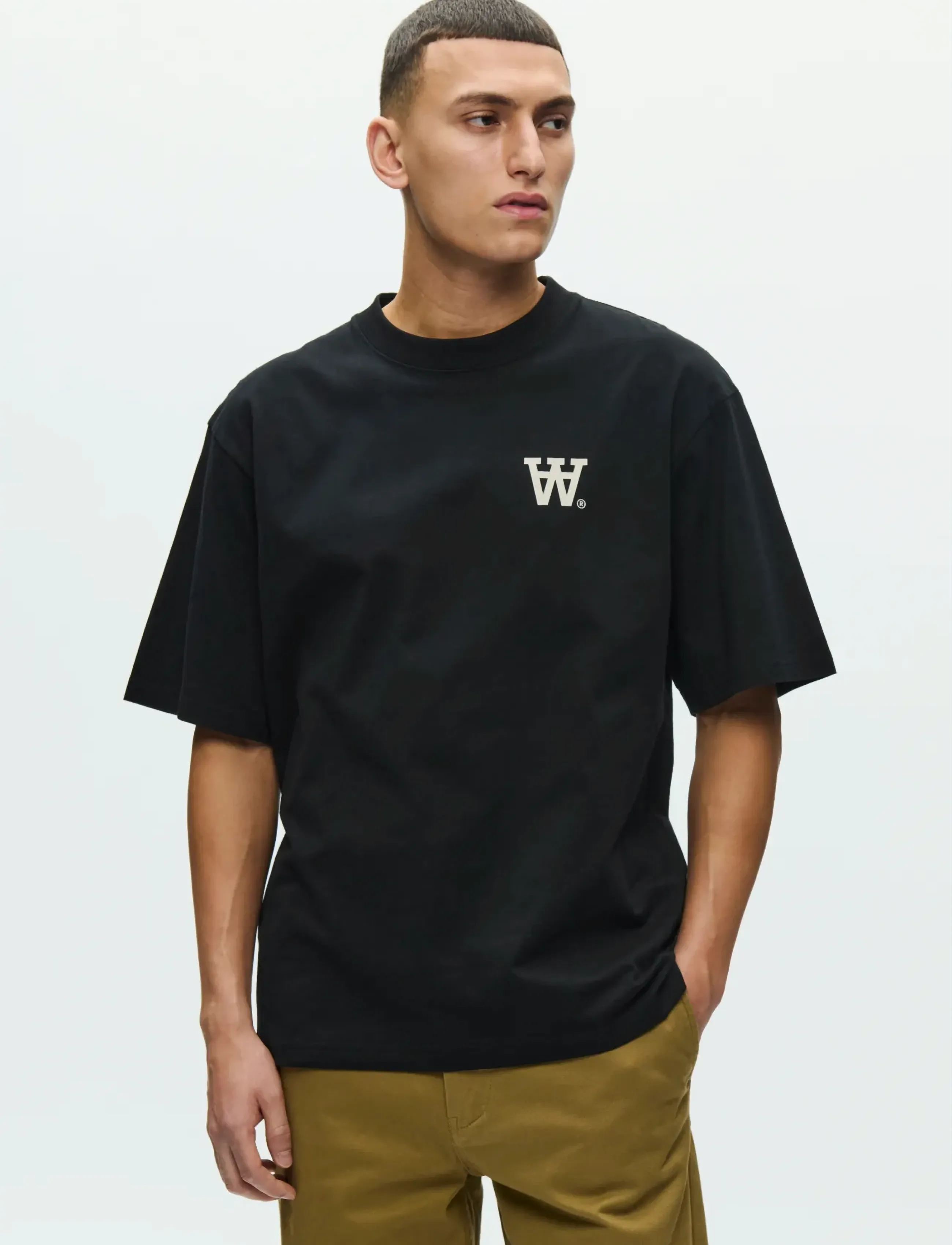WOOD WOOD Wwliam Tee Fence 25074, Mænd, Logo T-shirt, Sort, Str: XS