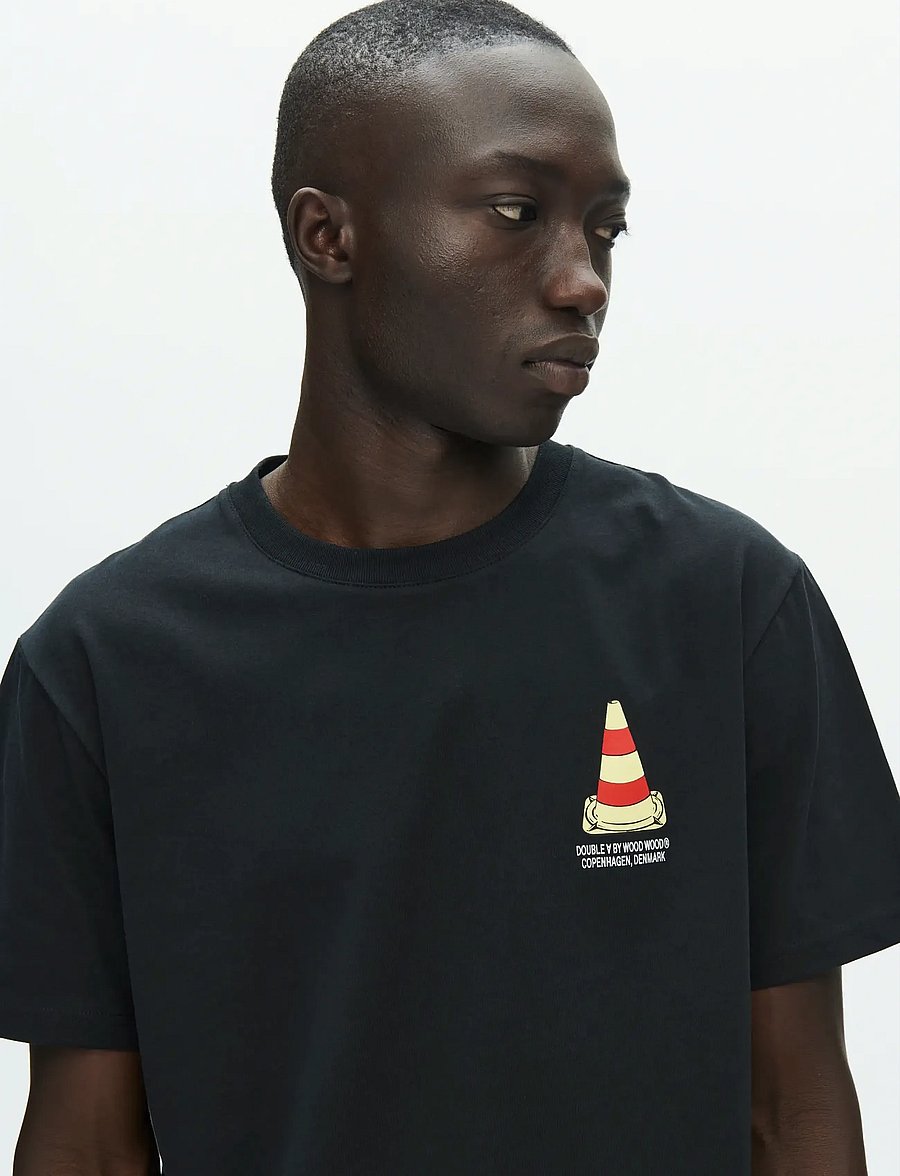 WOOD WOOD - WWAce tee cone 25220 - kortærmede t-shirts - black - 0