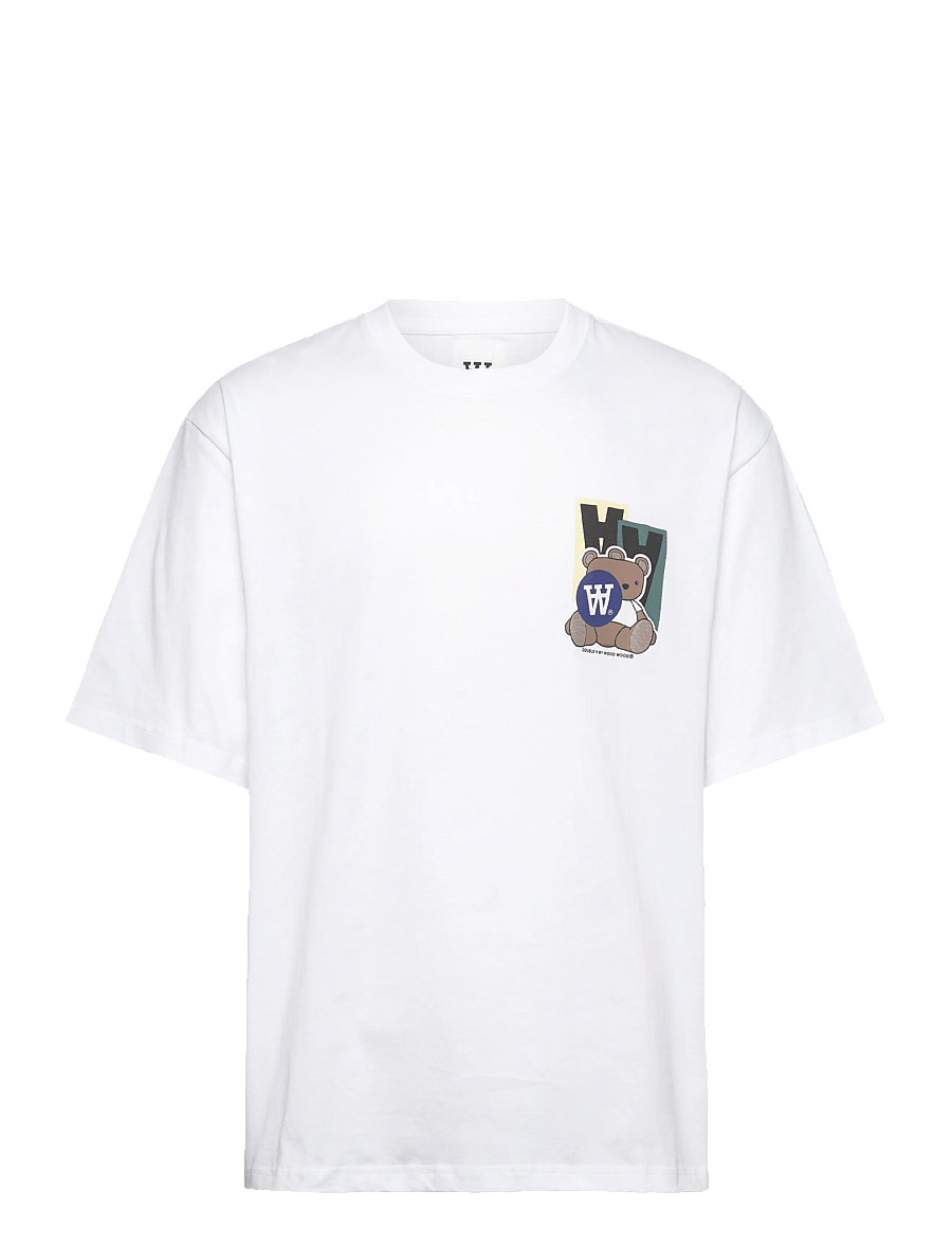 WOOD WOOD - WWLiam tee stickers 25074 - kurzärmelige t-shirts - bright white - 1