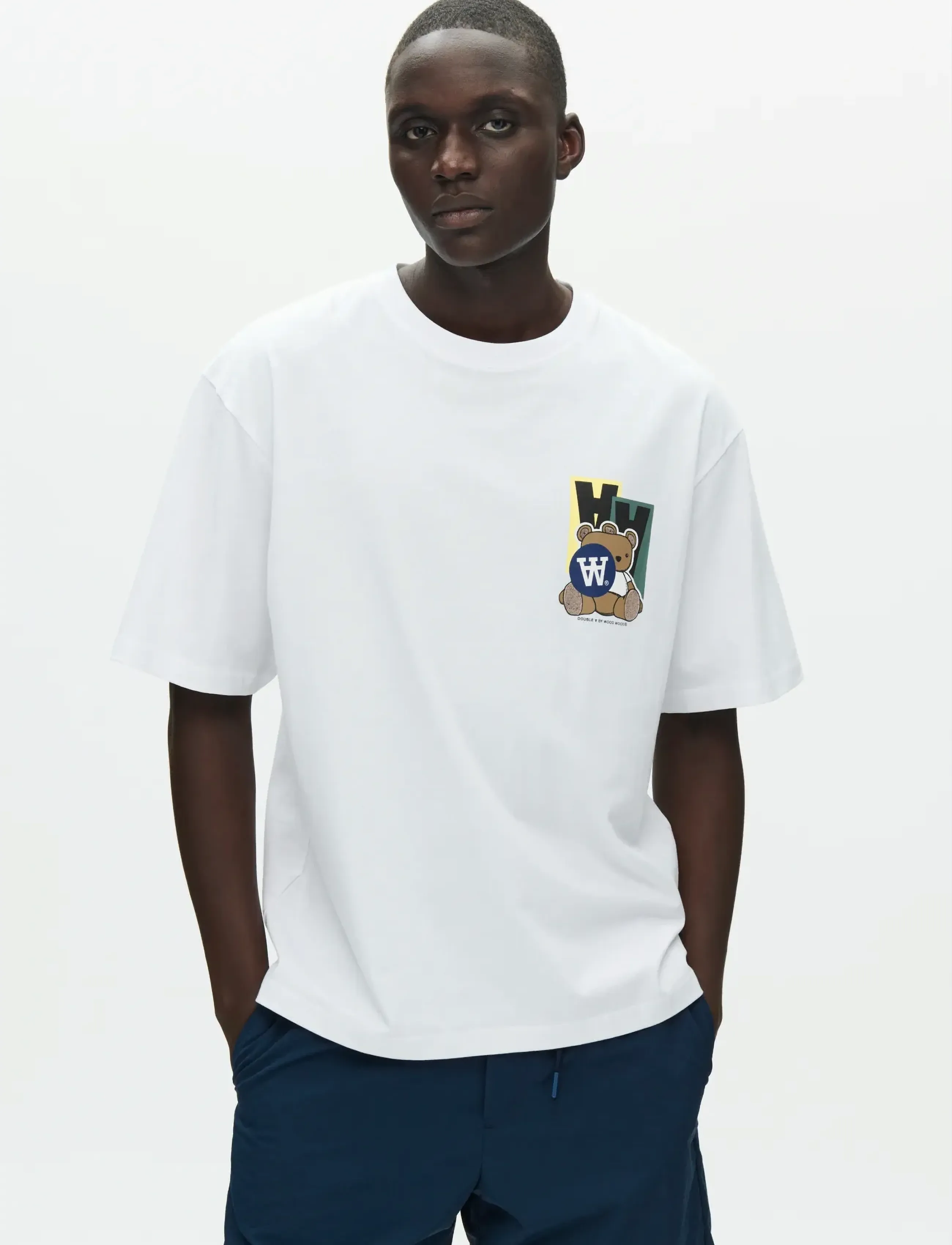 WOOD Wwliam Tee Stickers 25074, XL, T-shirts, Weiß - Short-sleeved, Männerswear