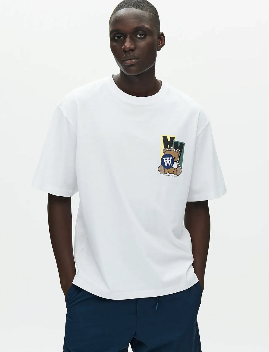 WOOD WOOD - WWLiam tee stickers 25074 - kurzärmelige t-shirts - bright white - 0