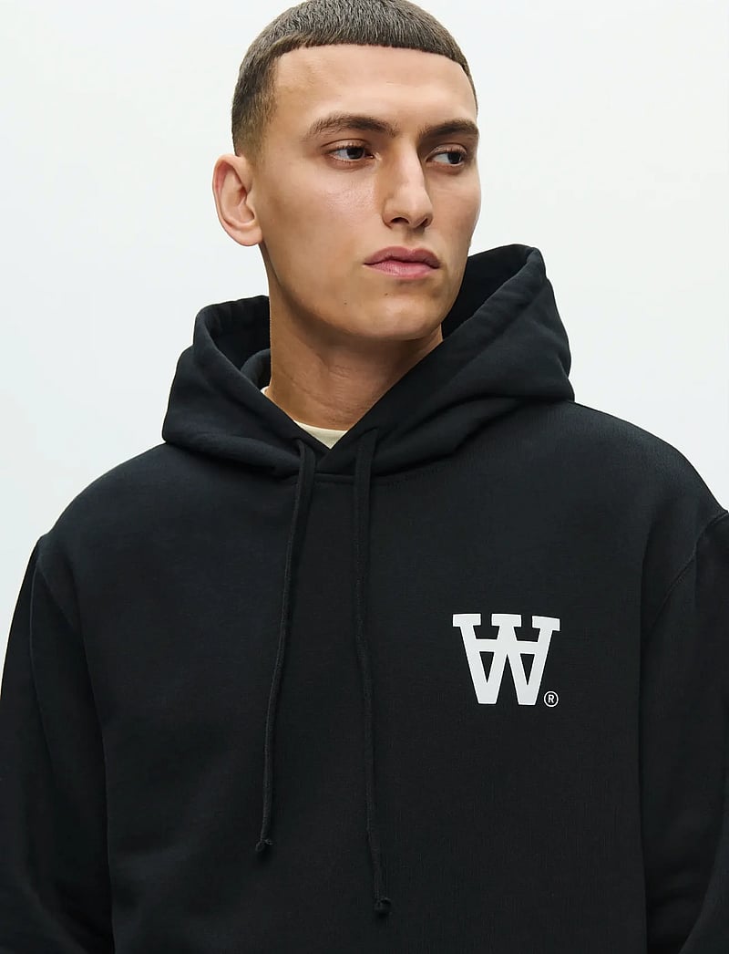 WOOD WOOD - WWCass AA print hoodie 25219 - hættetrøjer - black - 3