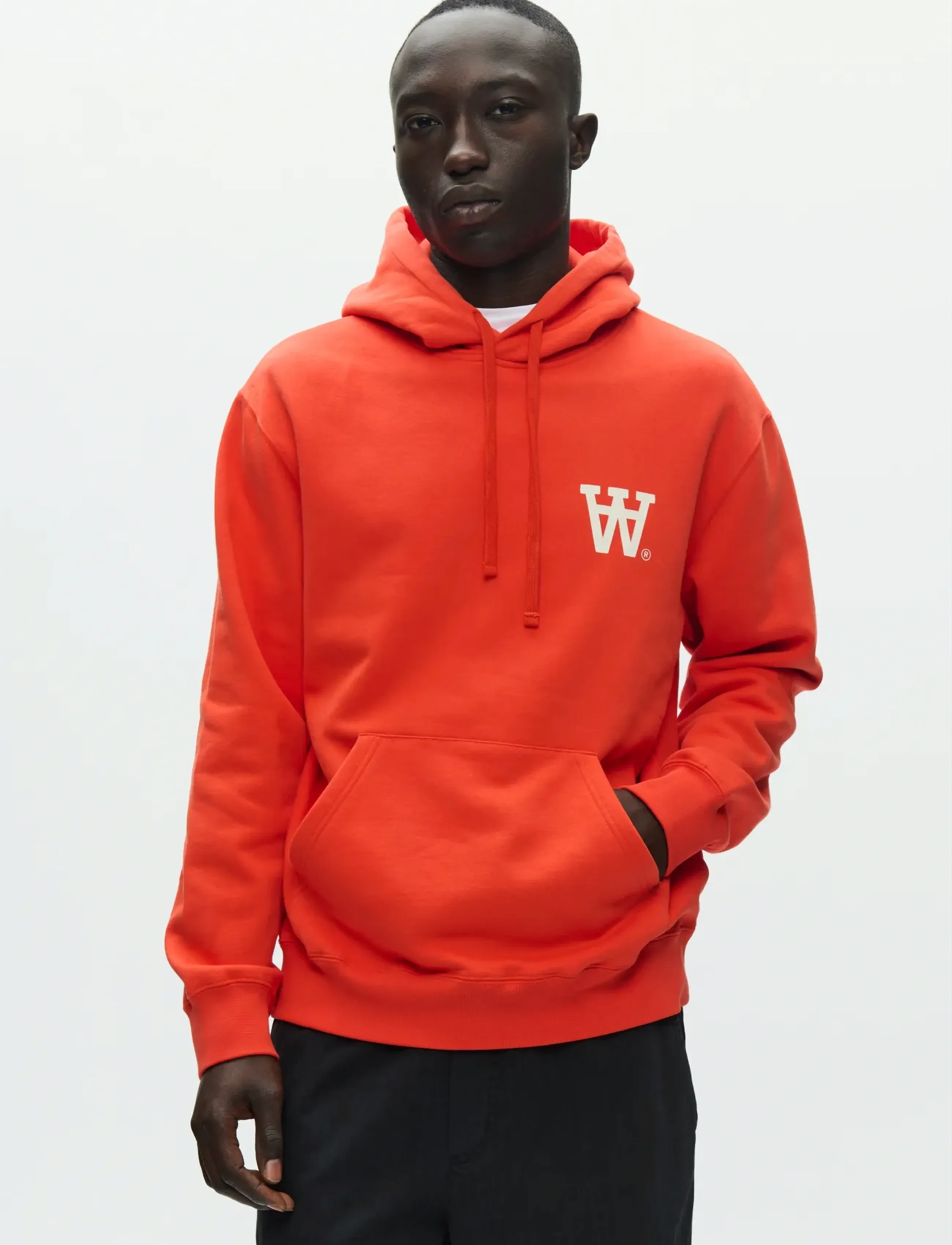 WOOD WOOD WWCass AA print hoodie 25219 - Kapuutsiga dressipluusid - POINCIANA / orange