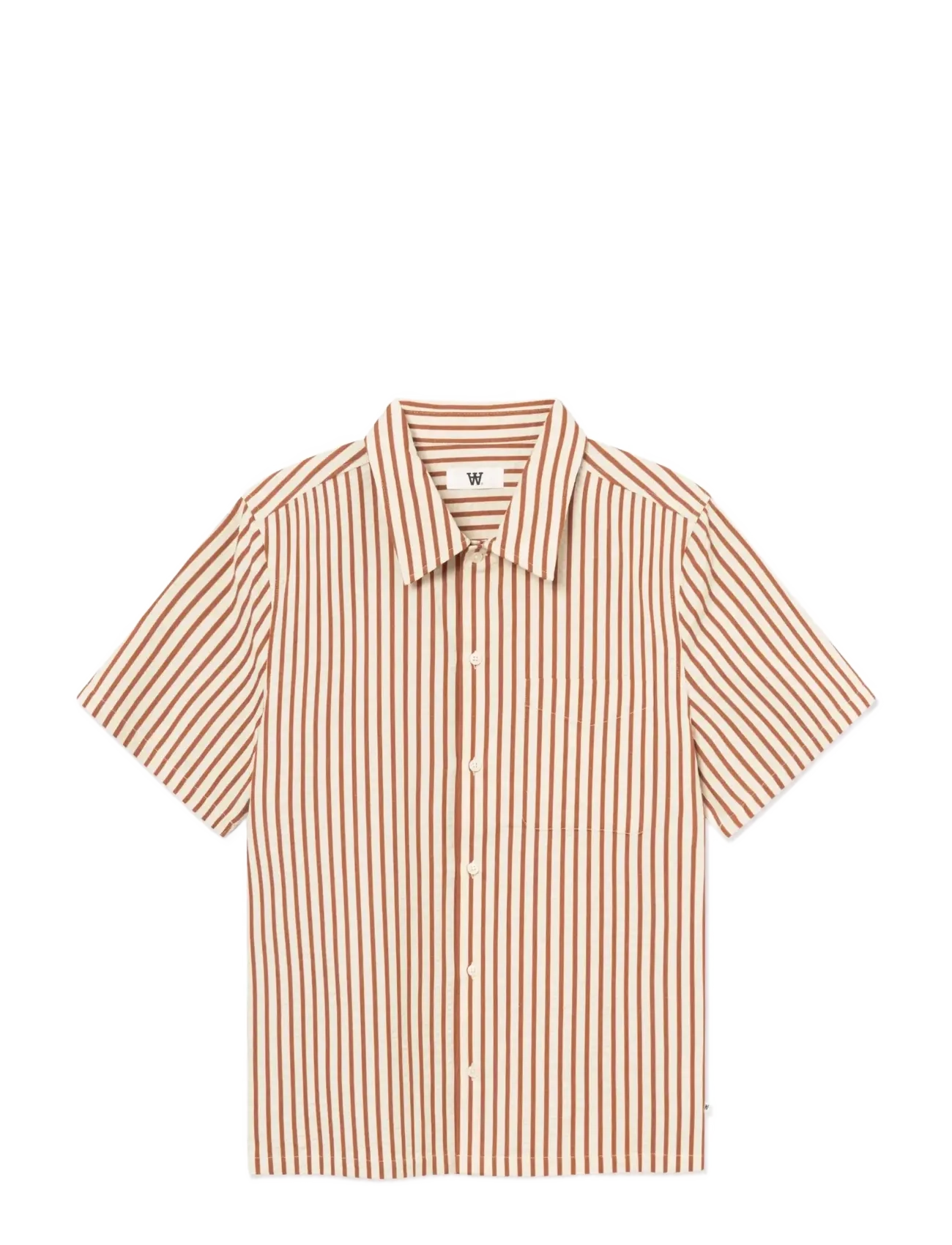 WOOD WOOD - WWAdrian SS shirt 25423 - kortærmede skjorter - ginger bread stripe - 1