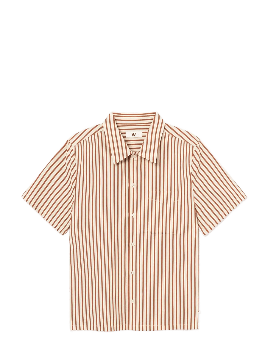 WOOD WOOD - WWAdrian SS shirt 25423 - lühikeste varrukatega särgid - ginger bread stripe - 1