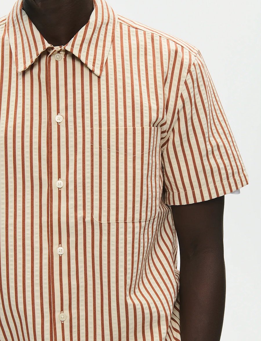 WOOD WOOD - WWAdrian SS shirt 25423 - lühikeste varrukatega särgid - ginger bread stripe - 3