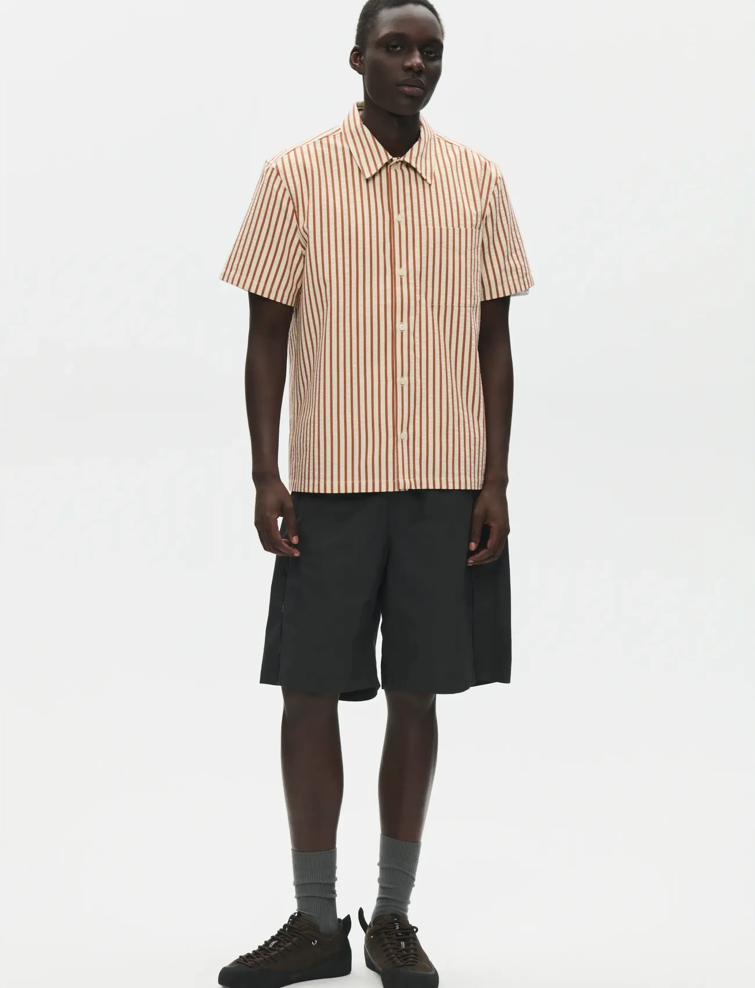 WOOD WOOD - WWAdrian SS shirt 25423 - kortærmede skjorter - ginger bread stripe - 4