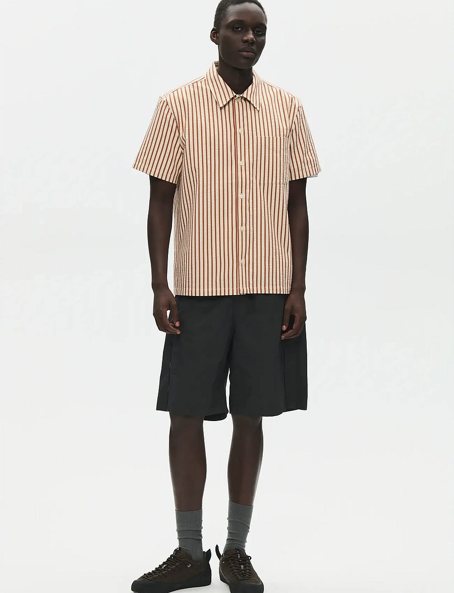 WOOD WOOD - WWAdrian SS shirt 25423 - lühikeste varrukatega särgid - ginger bread stripe - 4