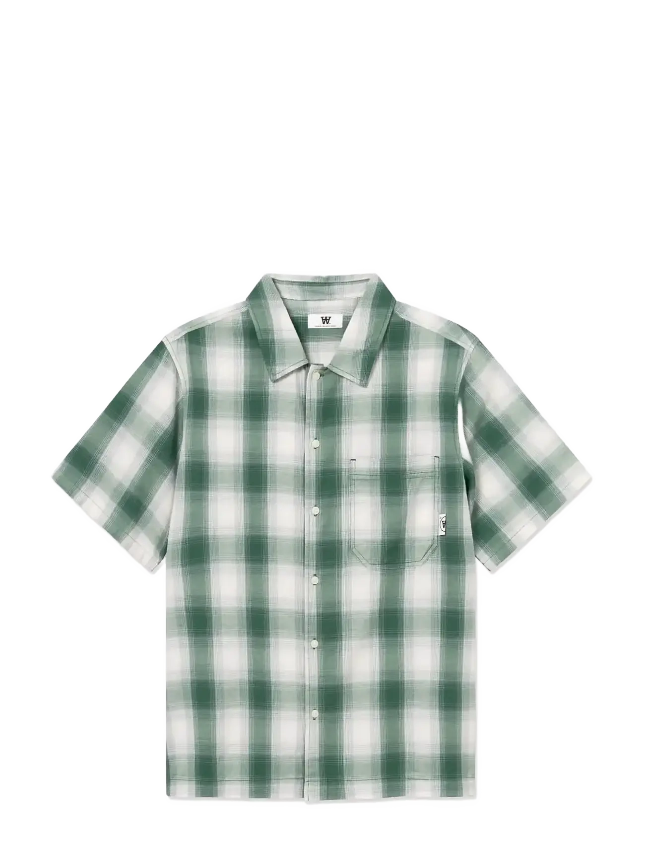 WOOD WOOD WWCooper SS shirt 25433 - Skjortor - PALE OLIVE GREEN CHECK / green