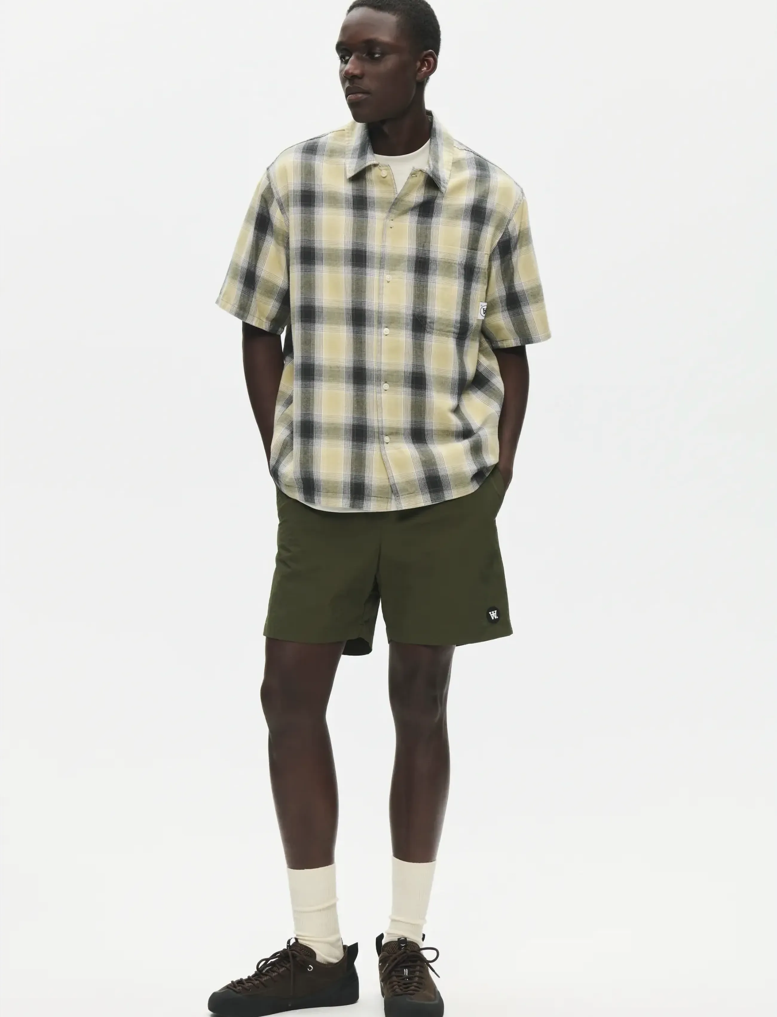WOOD WOOD - WWCooper SS shirt 25433 - ternede skjorter - pale olive green check - 3