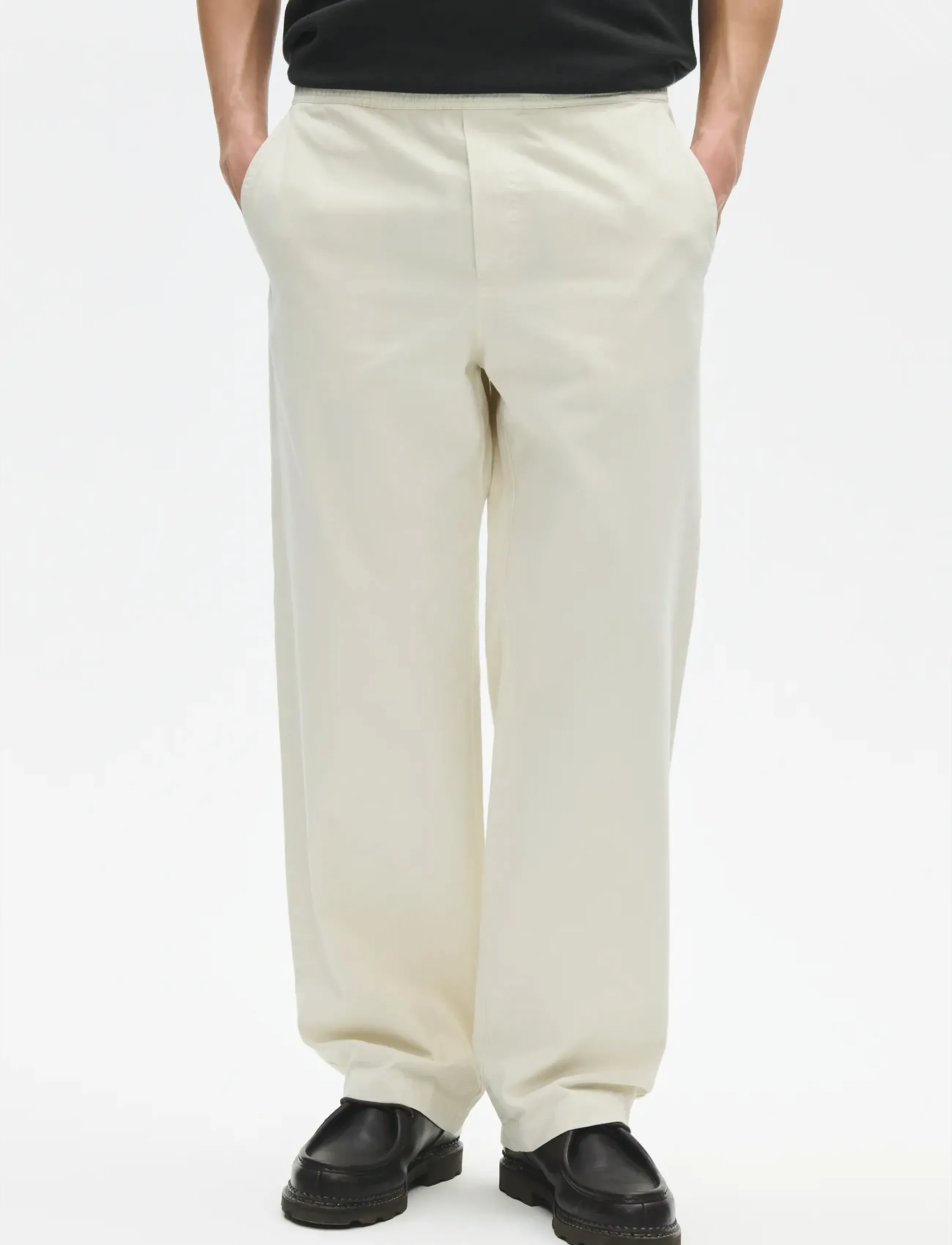 WOOD WOOD Wwlax Trousers 25427, Mænd, Vide Ben Bukser, Cream, Str: XL