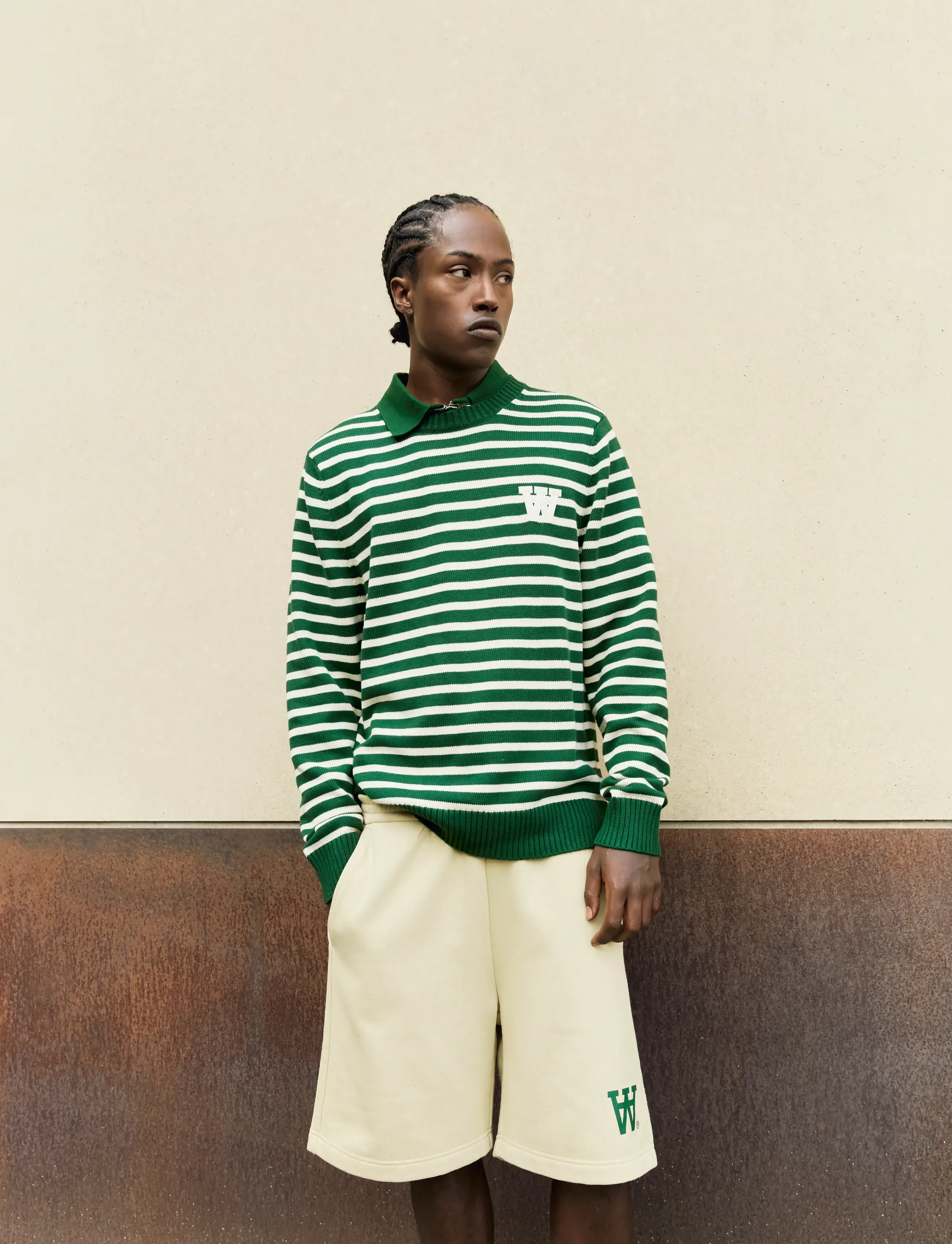 WOOD WOOD WWTay crew neck st 25163 - Strikkevarer - EDEN STRIPE / green