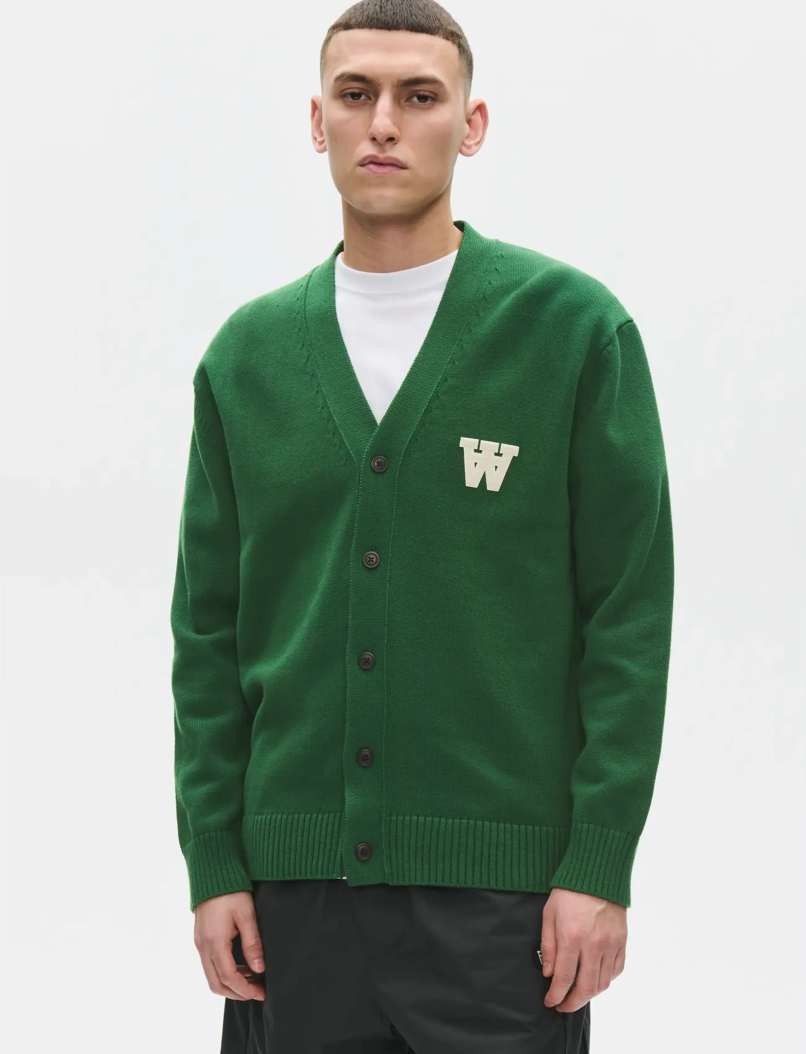 WOOD WOOD Wwtay Cardigan 25163, S, Green, Strik > Cardigans, Herre