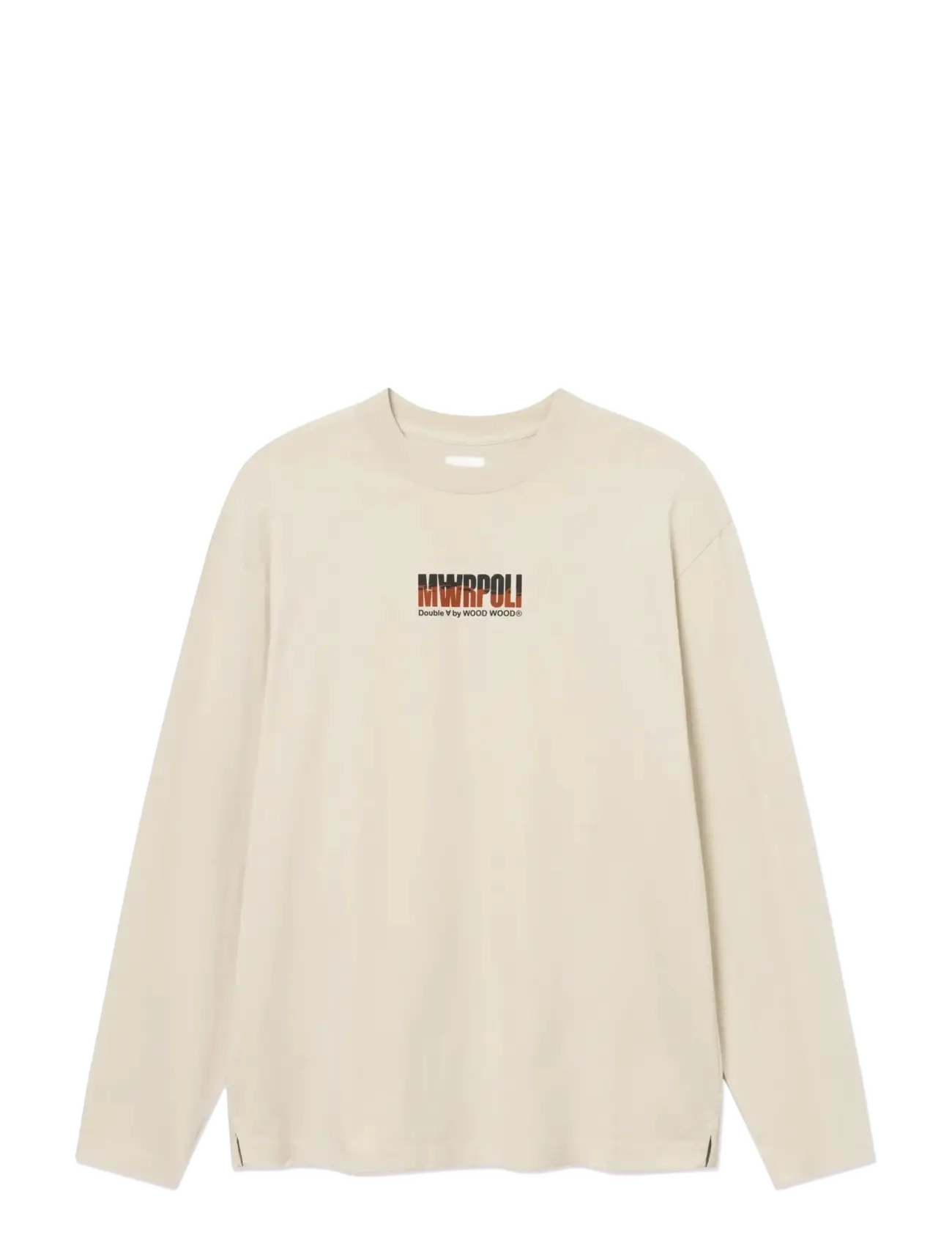 WOOD WOOD WWLiam marpoli ls tee 25419 - T-shirts - SILVER BIRCH / cream