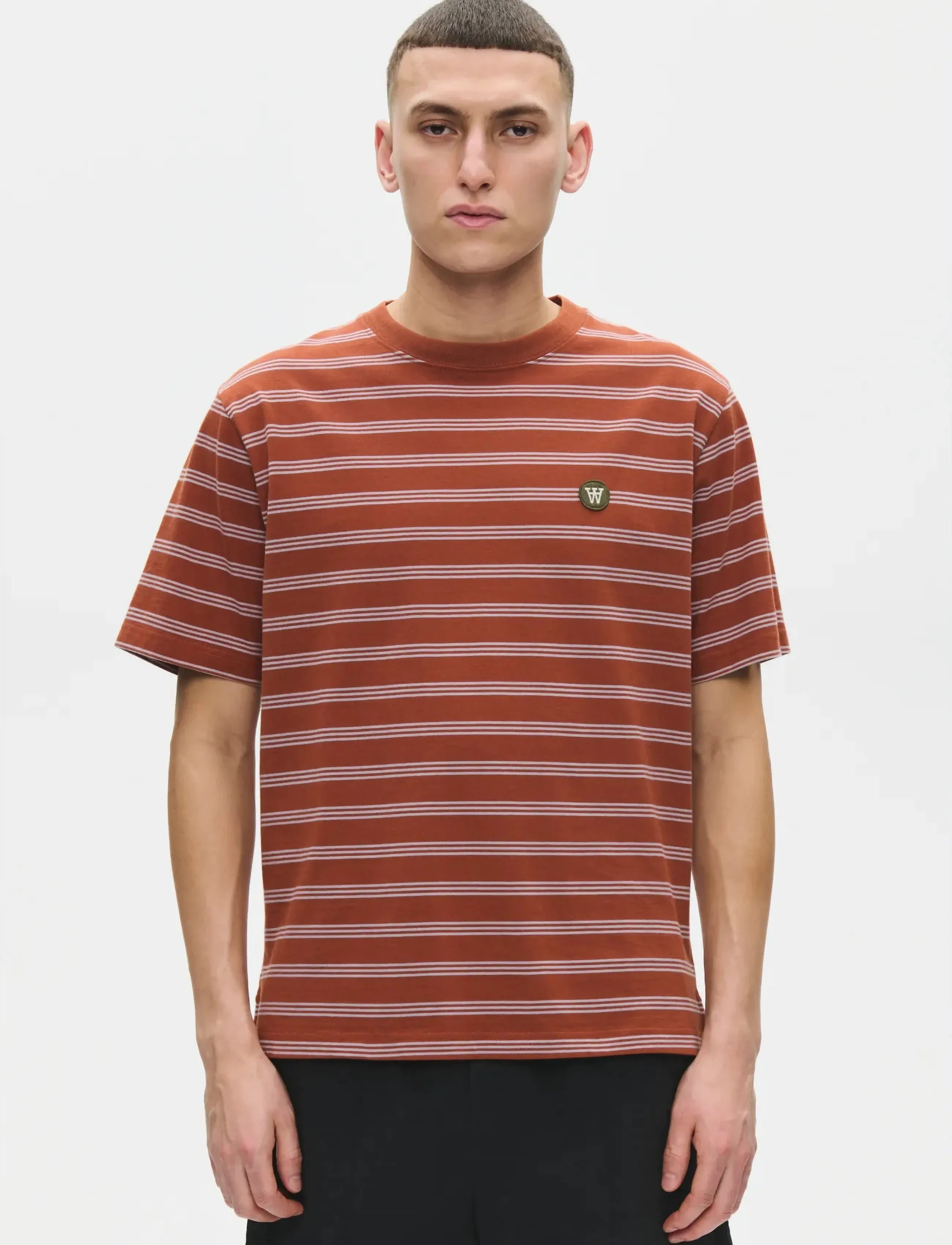 WOOD WOOD WWEaston x tee 25381 - T-paidat - GINGER BREAD STRIPE / orange