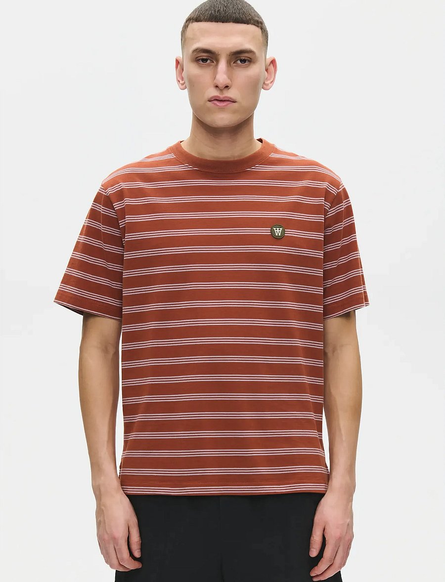WOOD WOOD - WWEaston x tee 25381 - kortärmade t-shirts - ginger bread stripe - 0