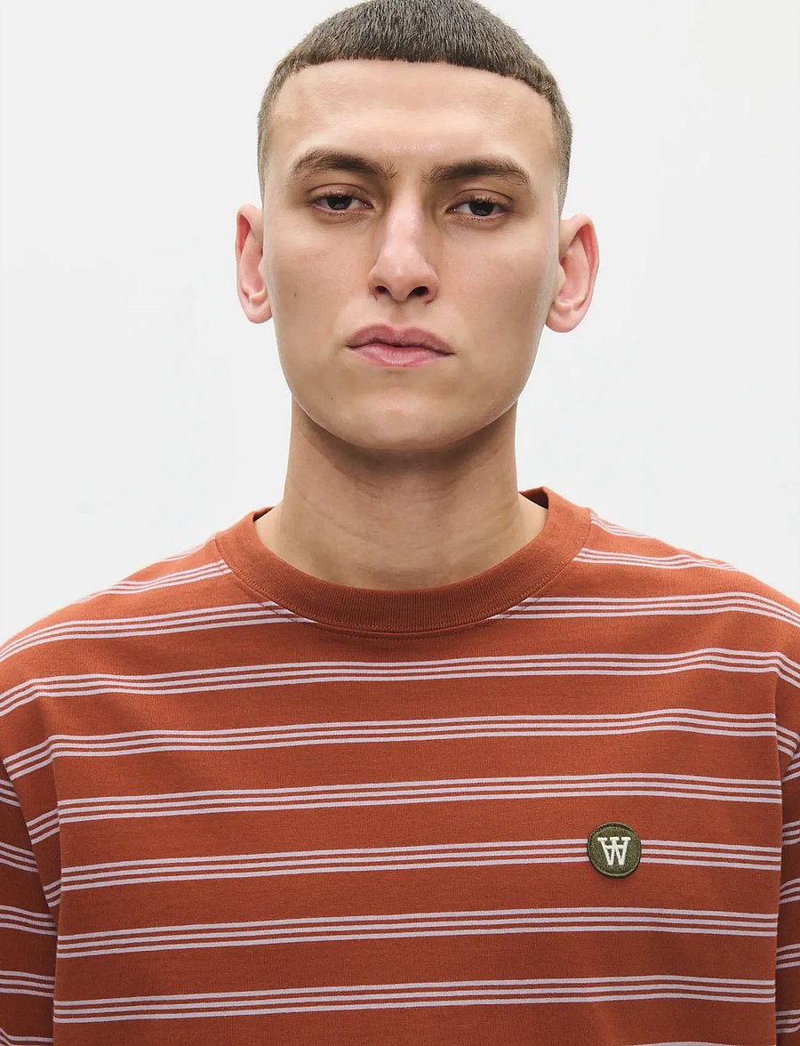 WOOD WOOD - WWEaston x tee 25381 - kortärmade t-shirts - ginger bread stripe - 2