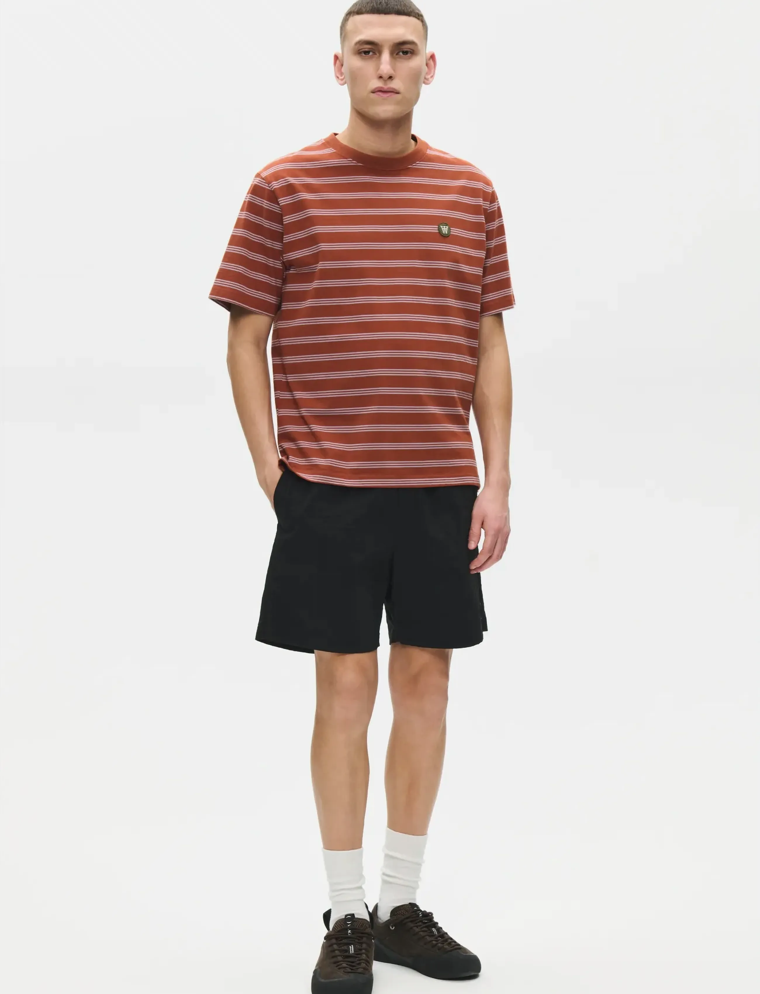 WOOD WOOD - WWEaston x tee 25381 - kortærmede t-shirts - ginger bread stripe - 3