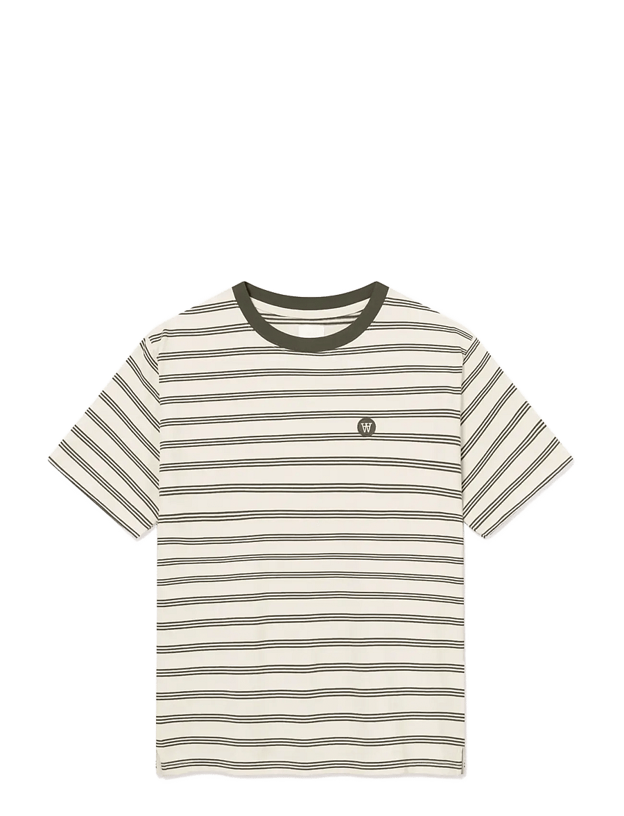 WOOD WOOD - WWEaston x tee 25381 - kortärmade t-shirts - silver birch stripe - 1