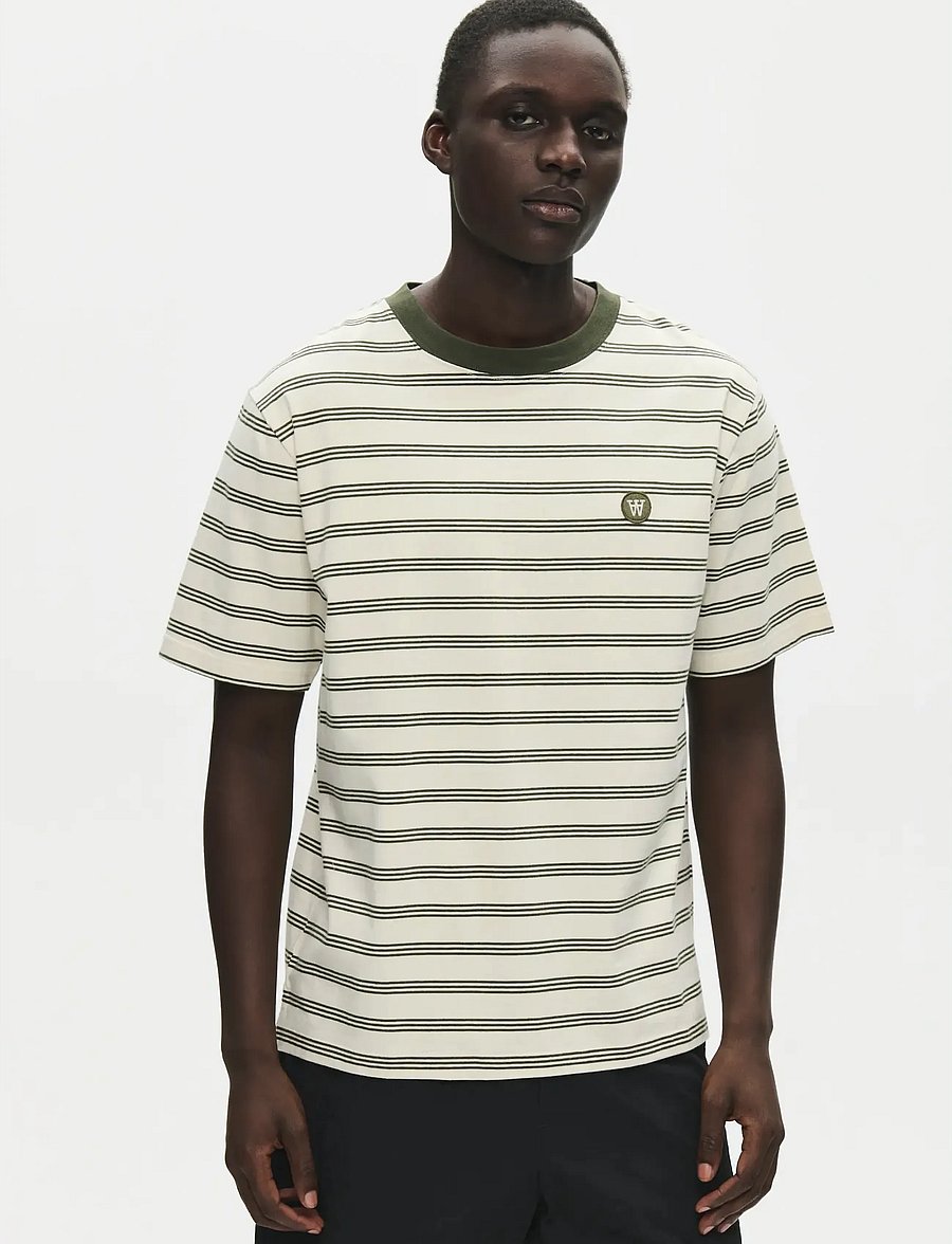 WOOD WOOD - WWEaston x tee 25381 - kortärmade t-shirts - silver birch stripe - 0
