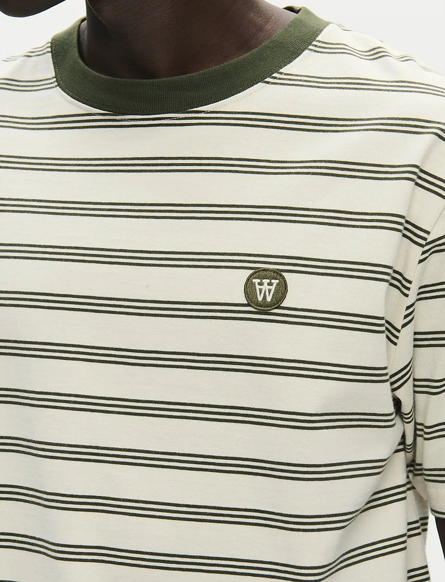 WOOD WOOD - WWEaston x tee 25381 - kortärmade t-shirts - silver birch stripe - 2