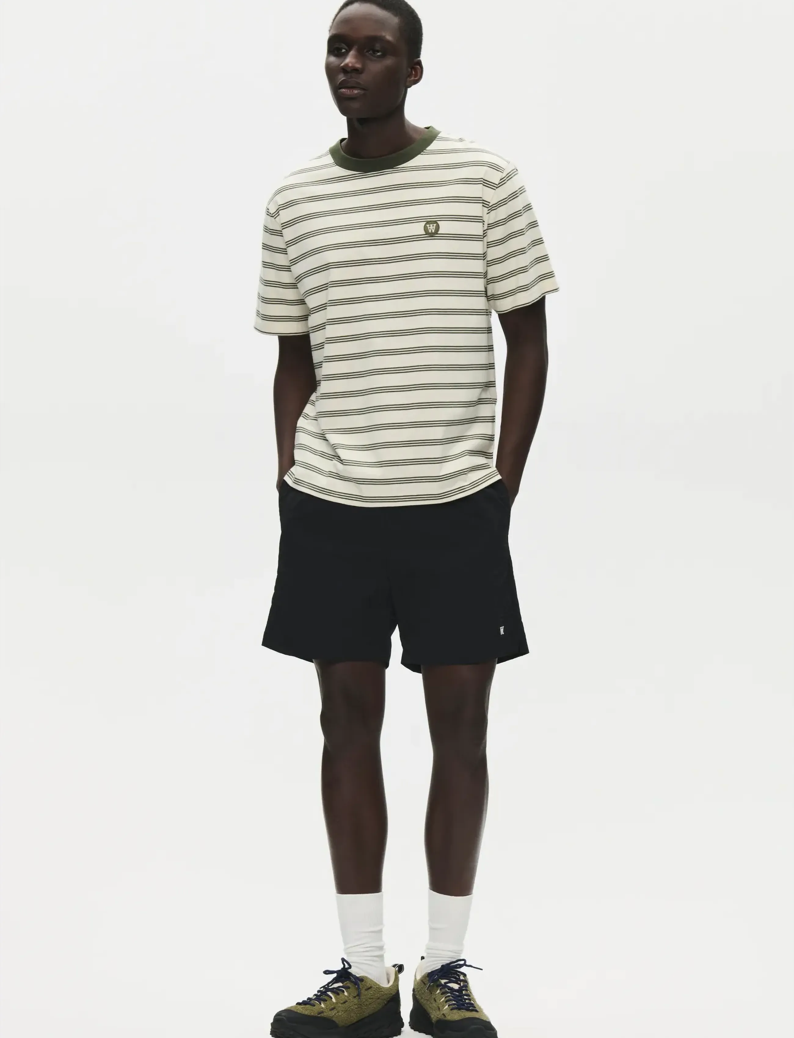 WOOD WOOD - WWEaston x tee 25381 - kortærmede t-shirts - silver birch stripe - 3