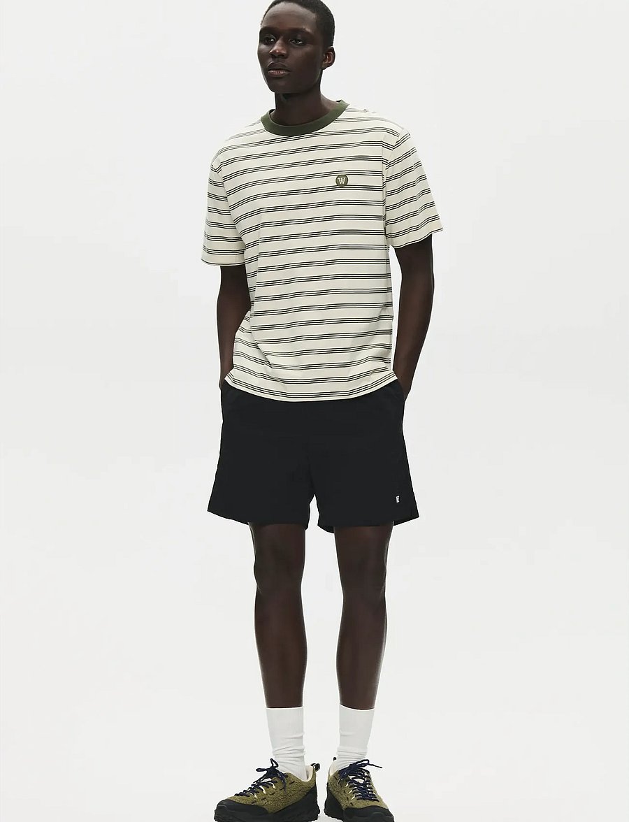 WOOD WOOD - WWEaston x tee 25381 - kortärmade t-shirts - silver birch stripe - 3