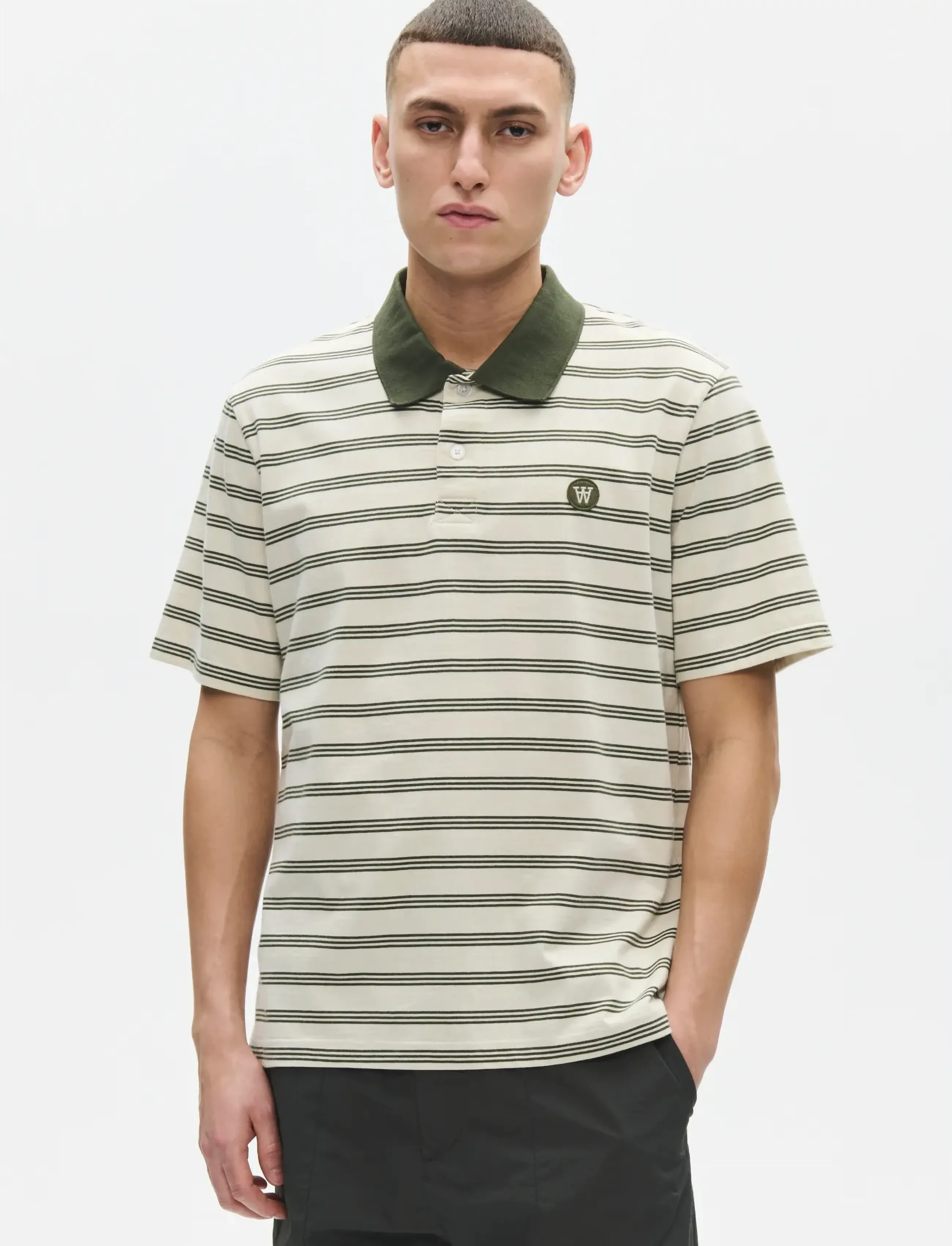 WOOD WOOD - WWColton x polo 25381 - kurzärmelig - silver birch stripe - 2