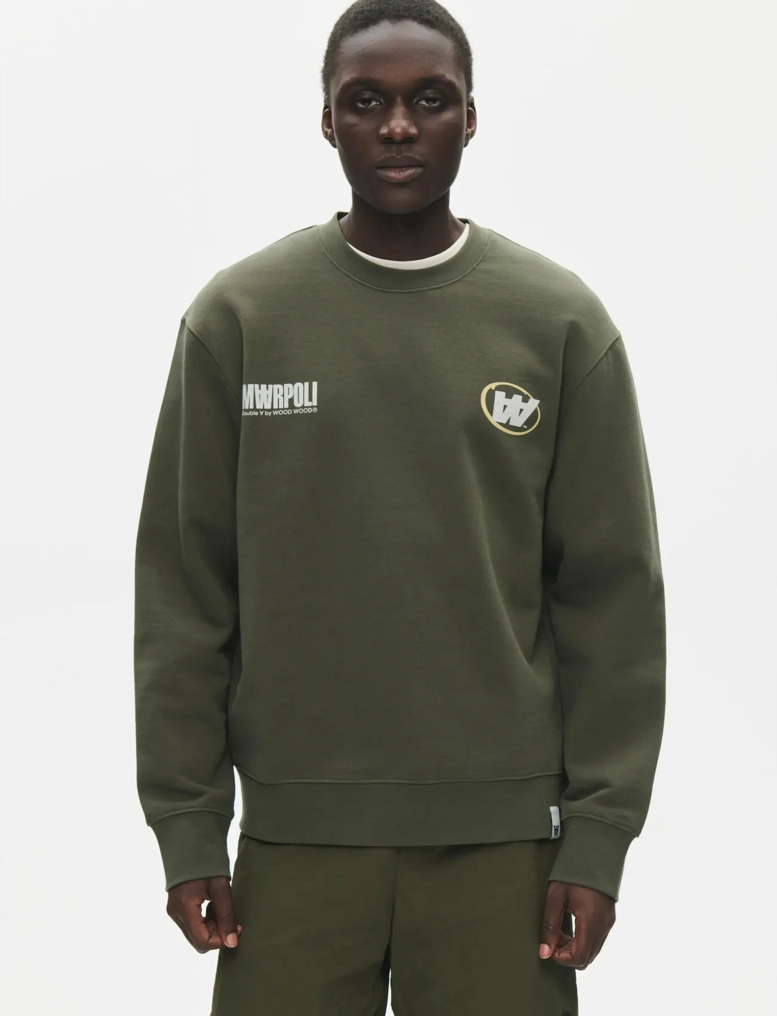 WOOD WOOD WWJames team crew neck 25219 - E-smaspäev - DEEP DEPTHS / khaki/green