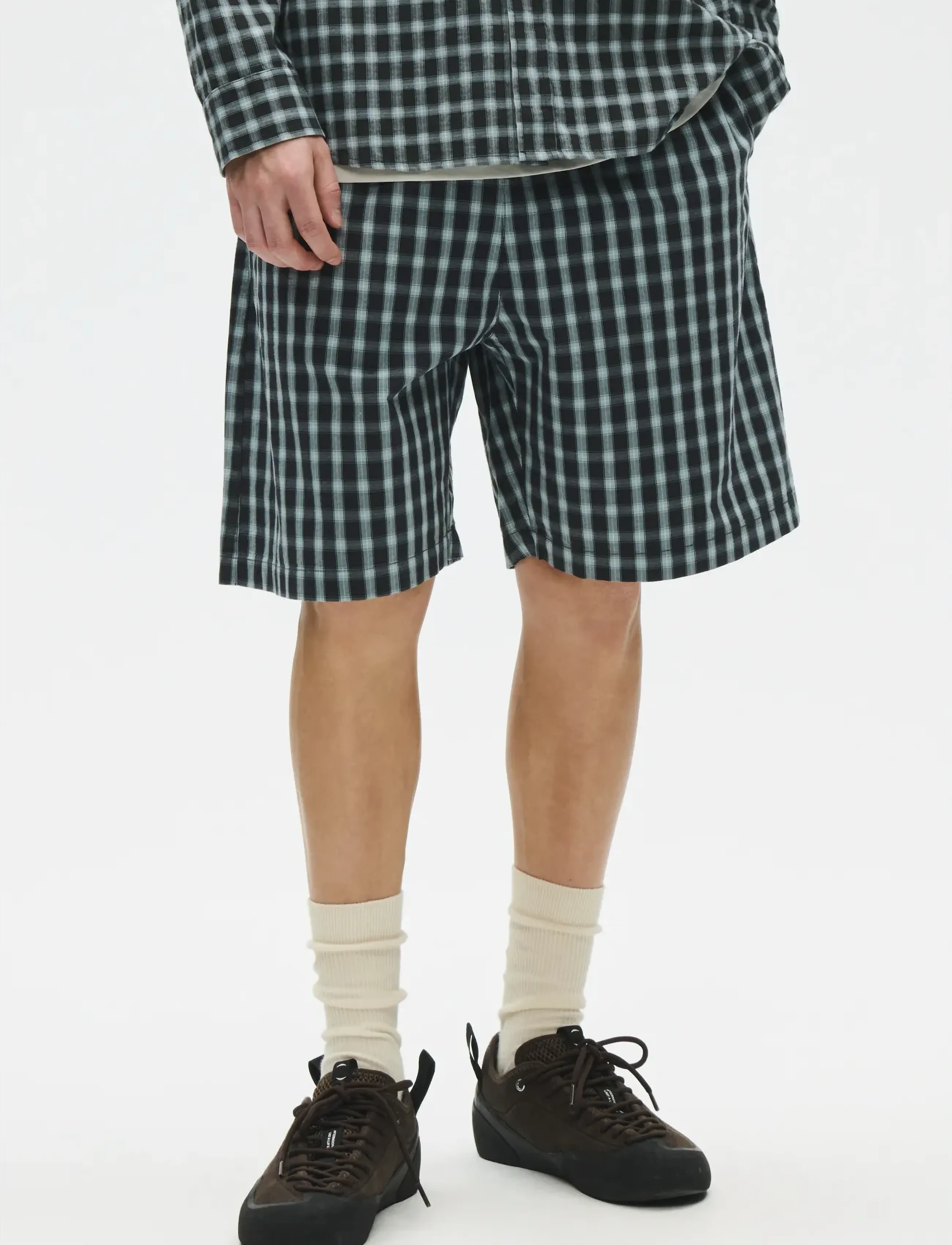 WOOD WOOD WWAlwin shorts ch 25428 - Alusvaatteet - SLATE CHECK / black