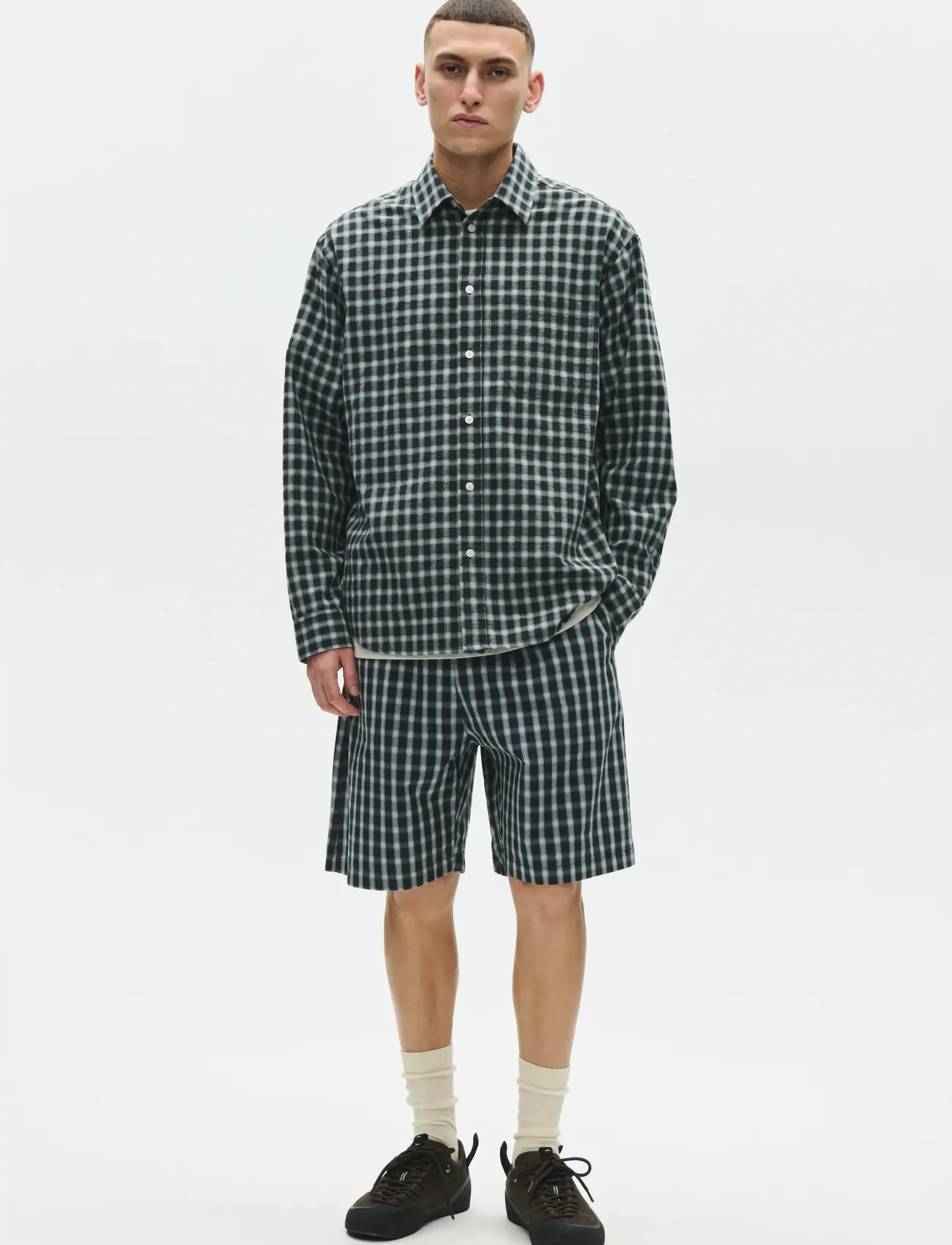 WOOD WOOD - WWAlwin shorts ch 25428 - boxershorts - slate check - 2