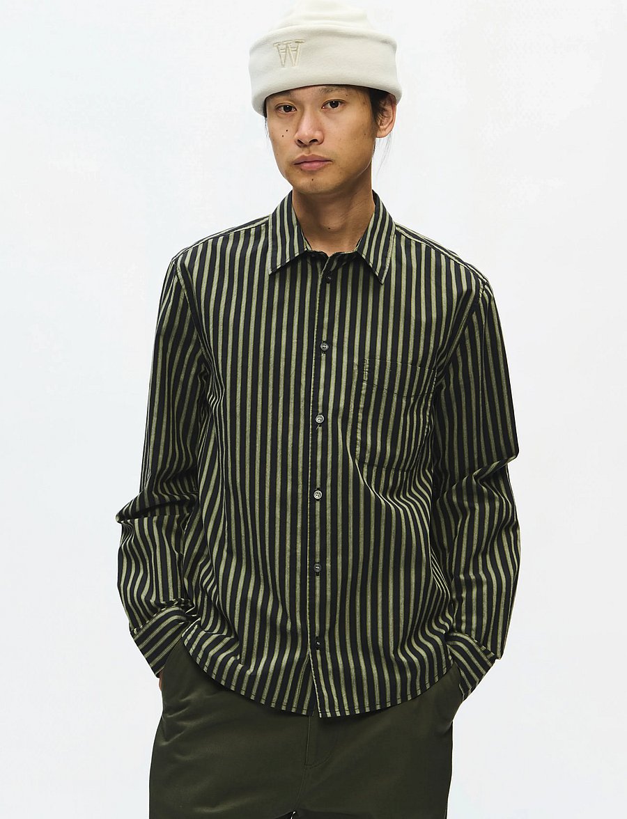 WOOD WOOD - WWAdrian shirt 25444 - triibulised särgid - going green stripe - 0