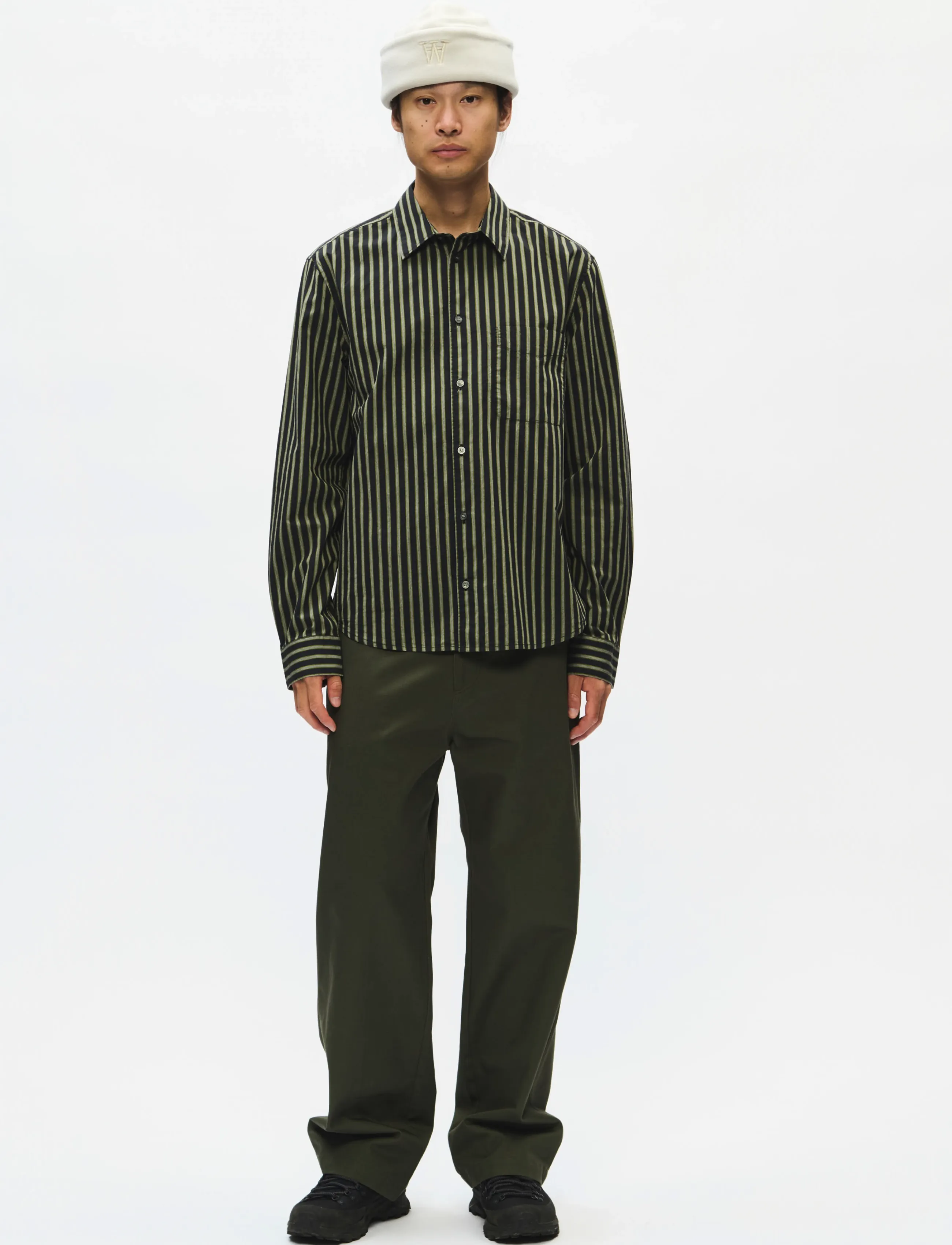 WOOD WOOD - WWAdrian shirt 25444 - going green stripe - 2