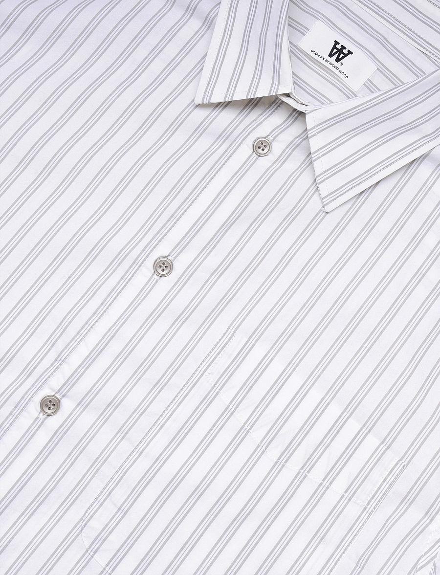 WOOD WOOD - WWAdrian shirt 25444 - randiga skjortor - silver birch stripe - 5