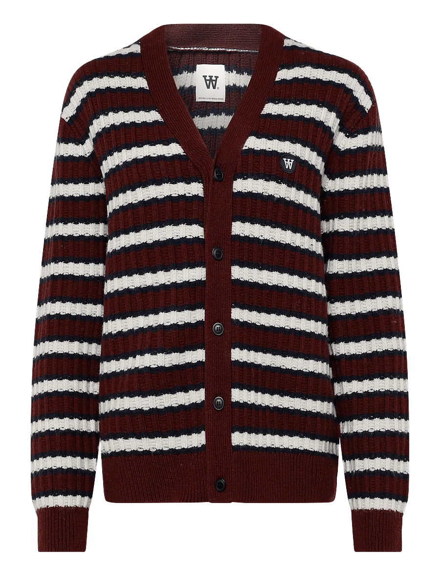 WOOD WOOD - WWClaes cardigan 25482 - koftor - decadent chocolate stripe - 1
