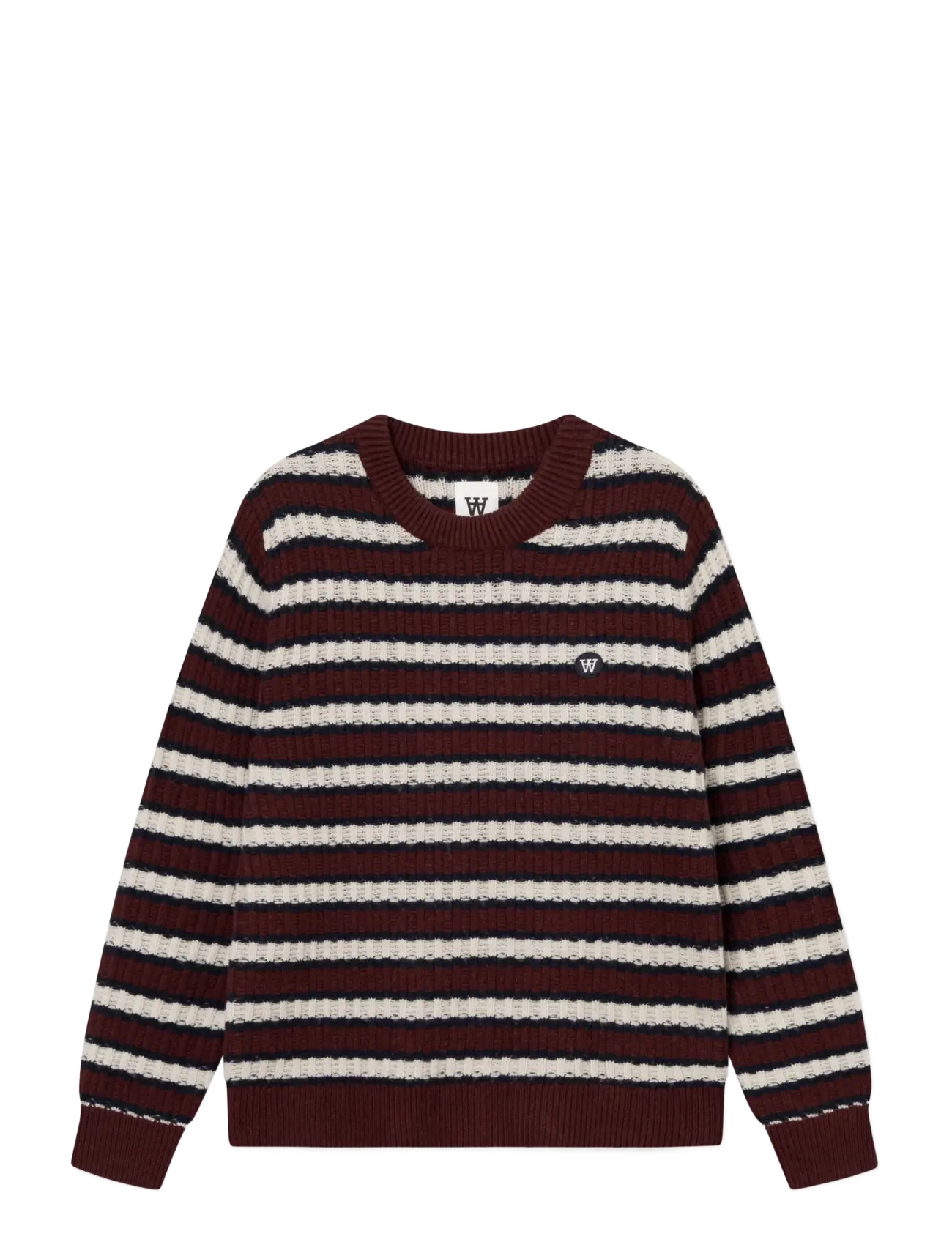 WOOD WOOD WWClaes crew neck 25482 - Strik - DECADENT CHOCOLATE STRIPE / brown