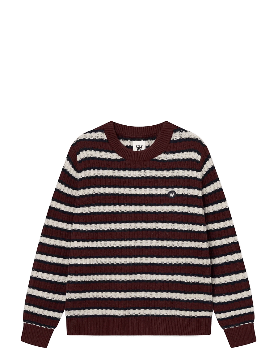WOOD WOOD - WWClaes crew neck 25482 - rund hals - decadent chocolate stripe - 1