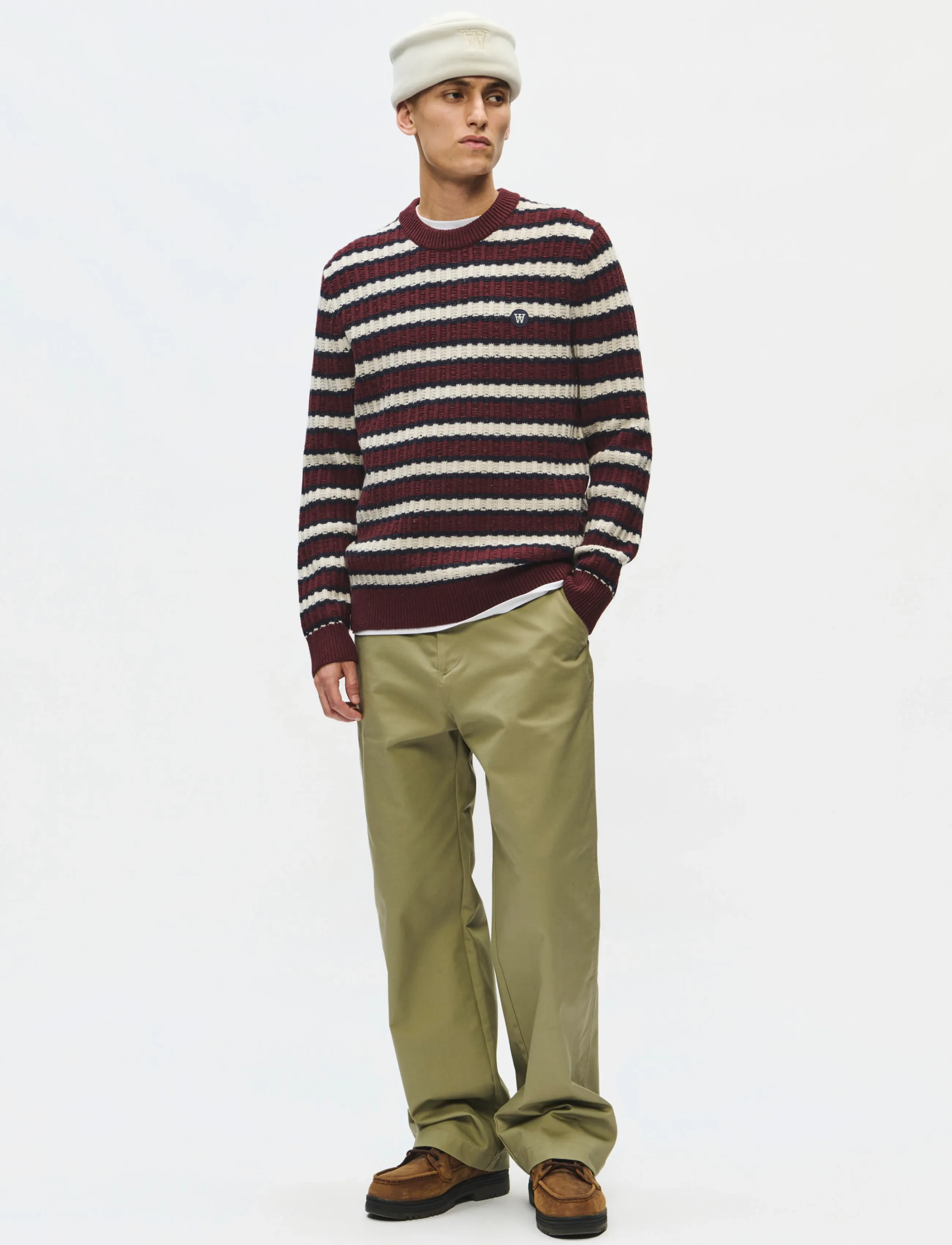 WOOD WOOD - WWClaes crew neck 25482 - rund hals - decadent chocolate stripe - 2