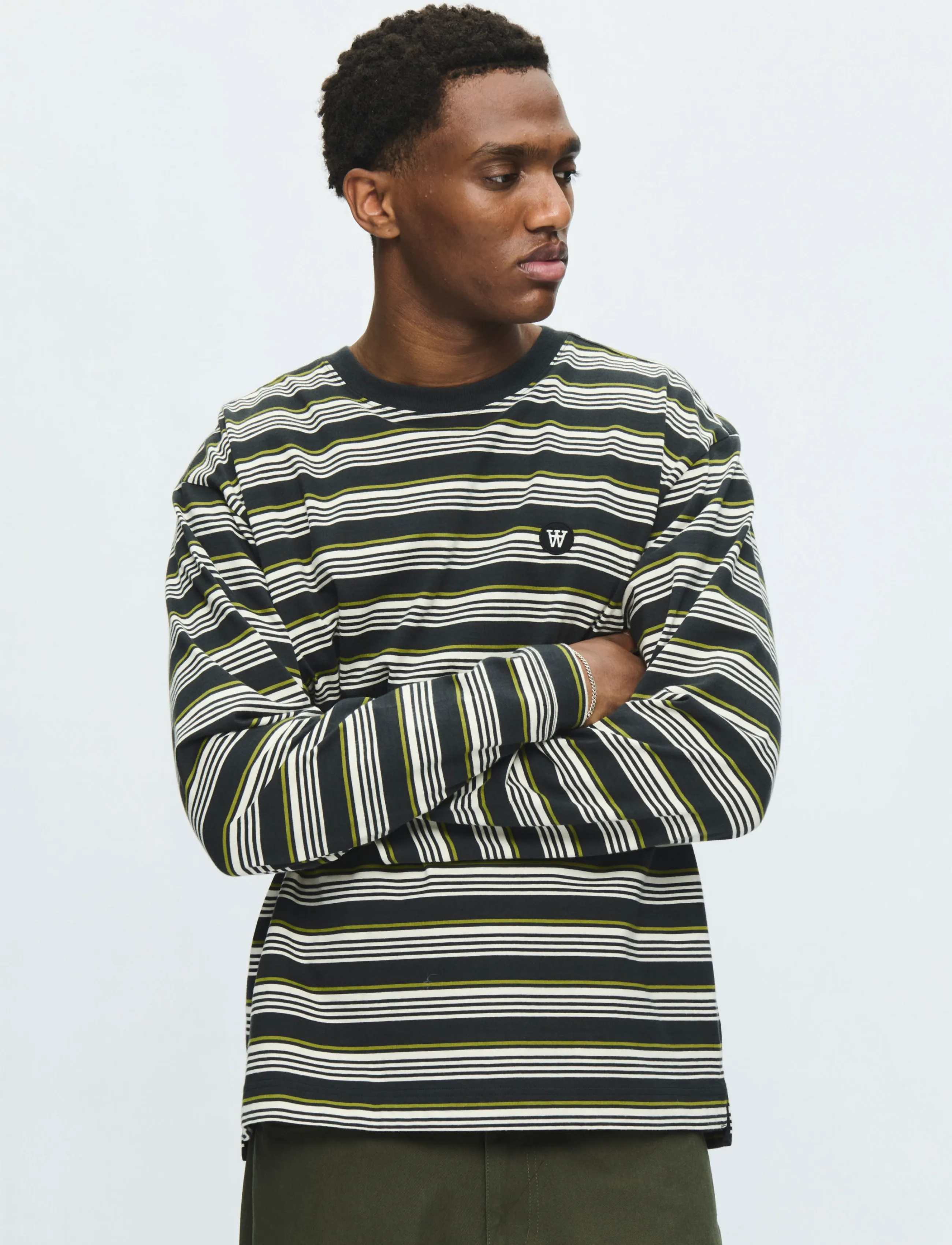 WOOD WOOD WWLucas LS tee 25381 - T-shirts - PIRATE BLACK STRIPE / black