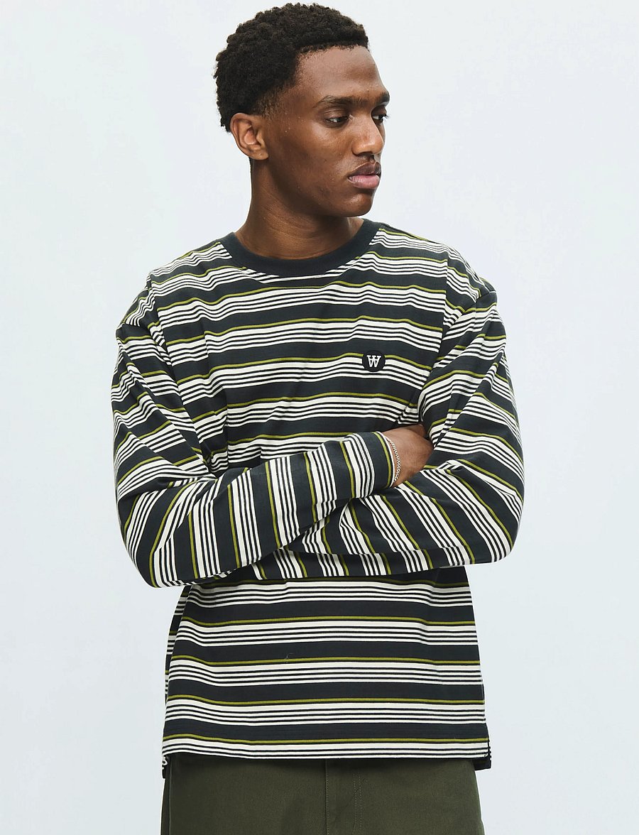 WOOD WOOD - WWLucas LS tee 25381 - langærmede t-shirts - pirate black stripe - 0