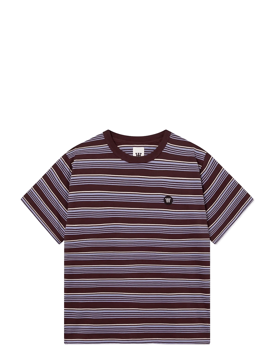 WOOD WOOD - WWLucas tee 25381 - kortærmede t-shirts - decadent chocolate stripe - 1