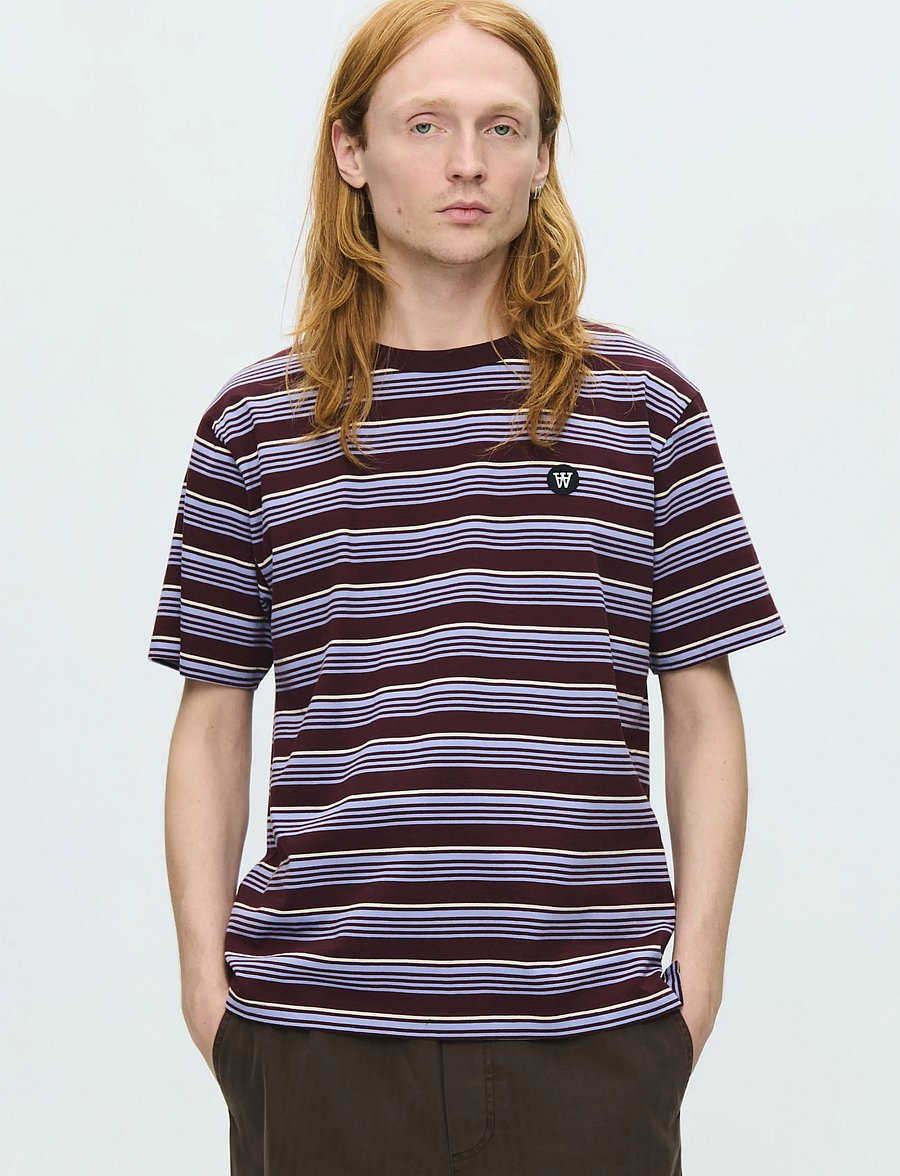 WOOD WOOD - WWLucas tee 25381 - kortærmede t-shirts - decadent chocolate stripe - 0